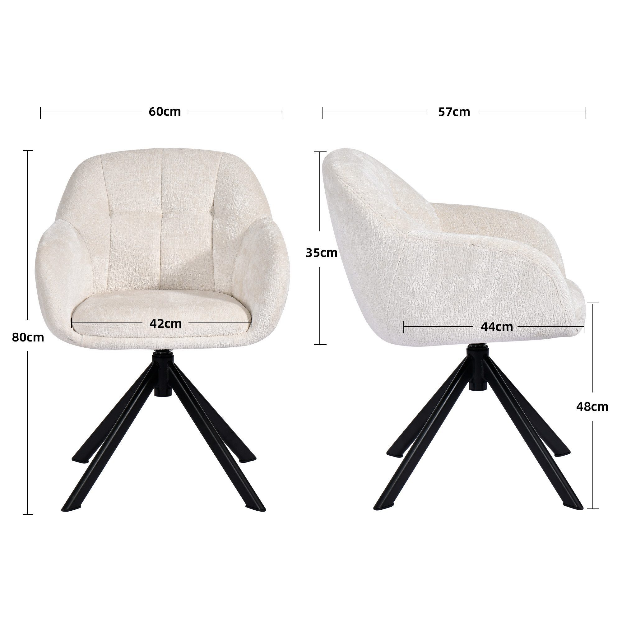 Duhome Loungesessel (9-213A), Armlehnstuhl aus Chenille-Stoff, Schminktisch Stuhl 360° drehbar