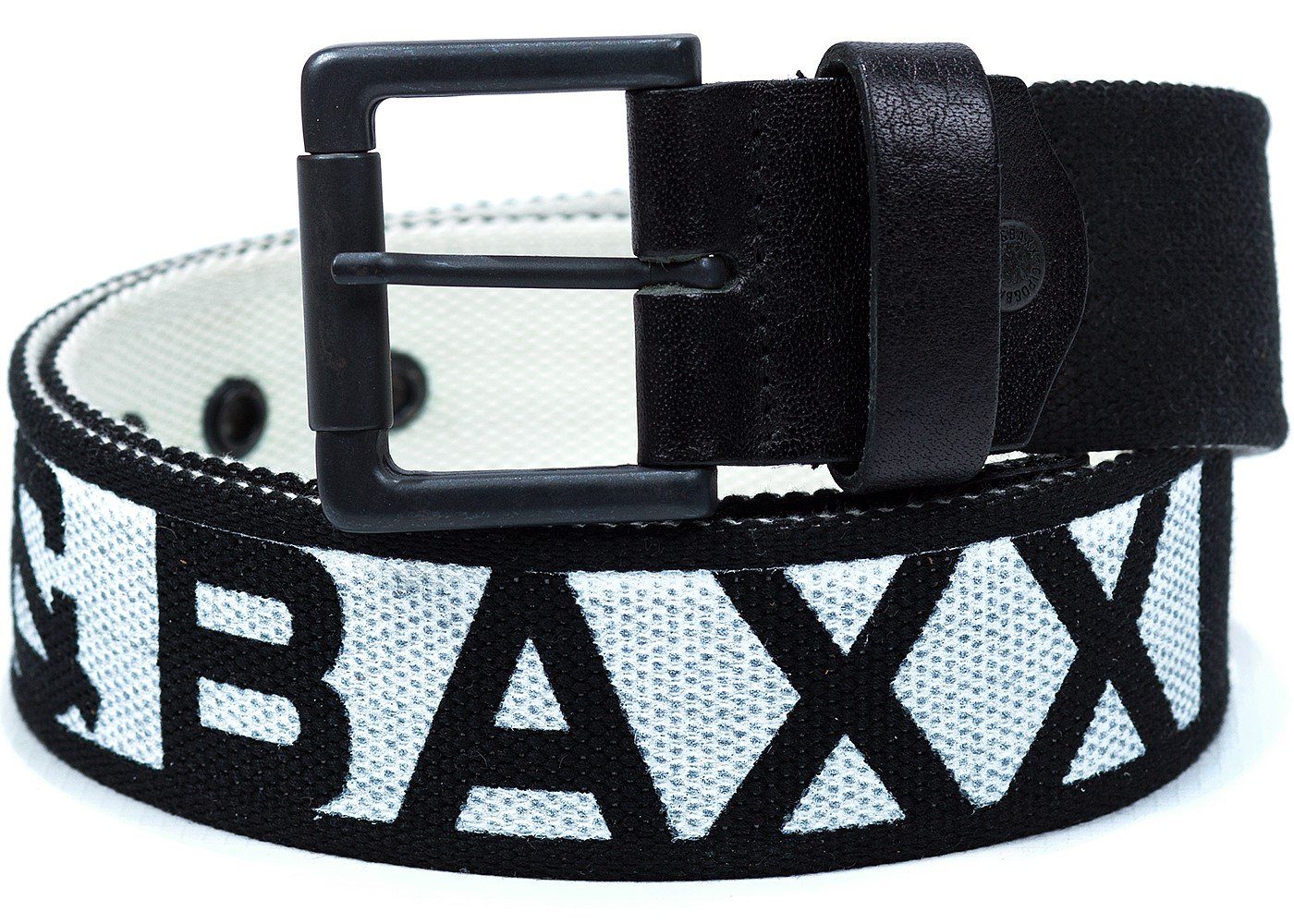 Cipo & Baxx Stoffgürtel Casual Gürtel-schwarz Schrift-weiß C-2133 90cm x 4,7cm mit großen Markenschriftzug