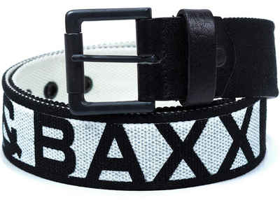Cipo & Baxx Stoffgürtel Casual Gürtel-schwarz Schrift-weiß C-2133 105cm x 4,7cm mit großen Markenschriftzug