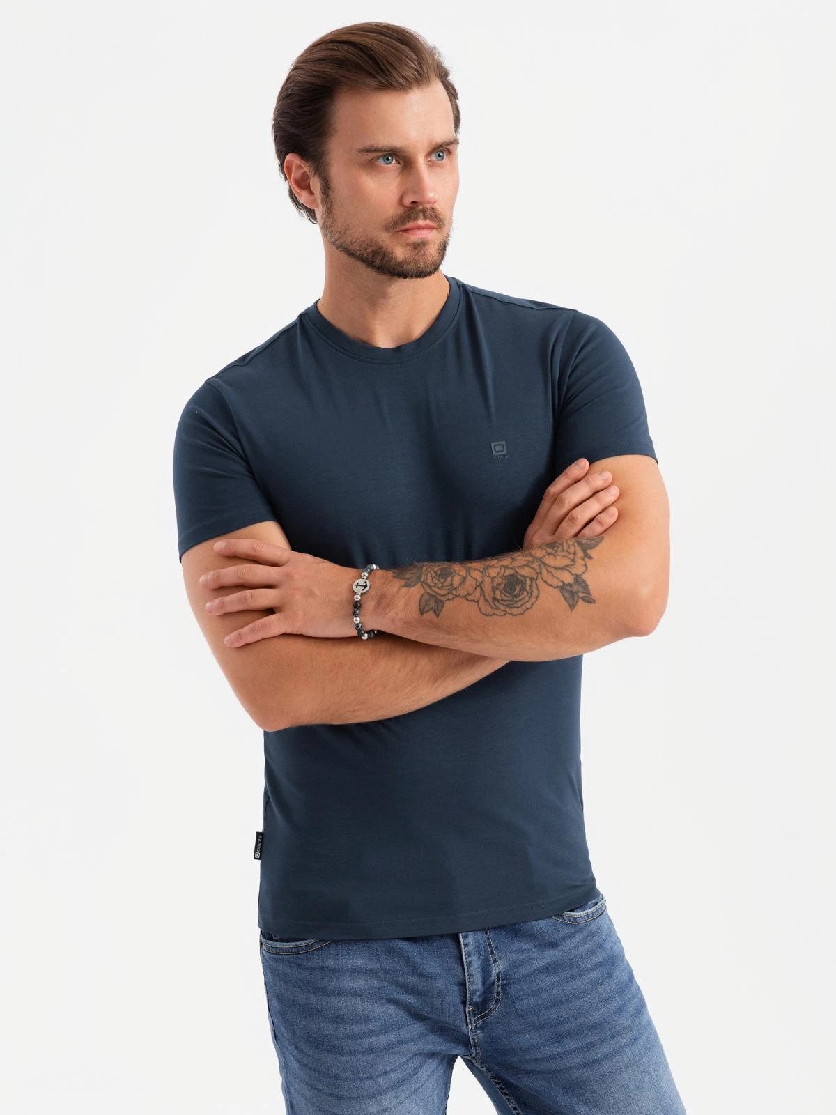 OMBRE T-Shirt Herren-T-Shirt SLIM FIT mit Rundhalsausschnitt