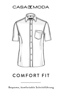 CASAMODA Businesshemd Kurzarmhemd - Comfort Fit - Florales Muster - Blau