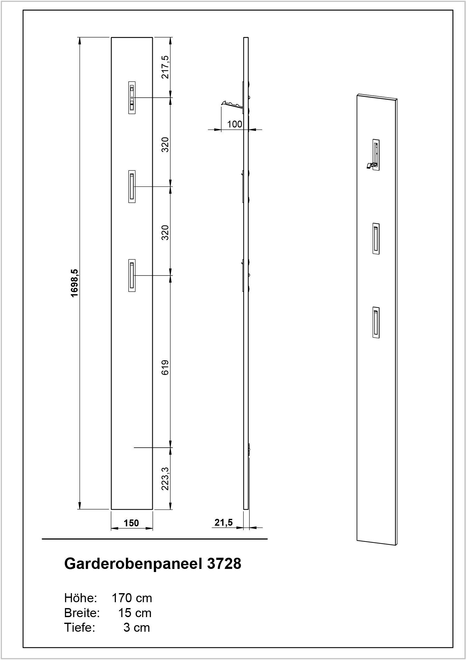 (Set, Spiegel Mehrzweckschrank, 3-St), Garderoben-Set und Ameca, Tiefe geringe grün mit Garderobenpaneel, GERMANIA