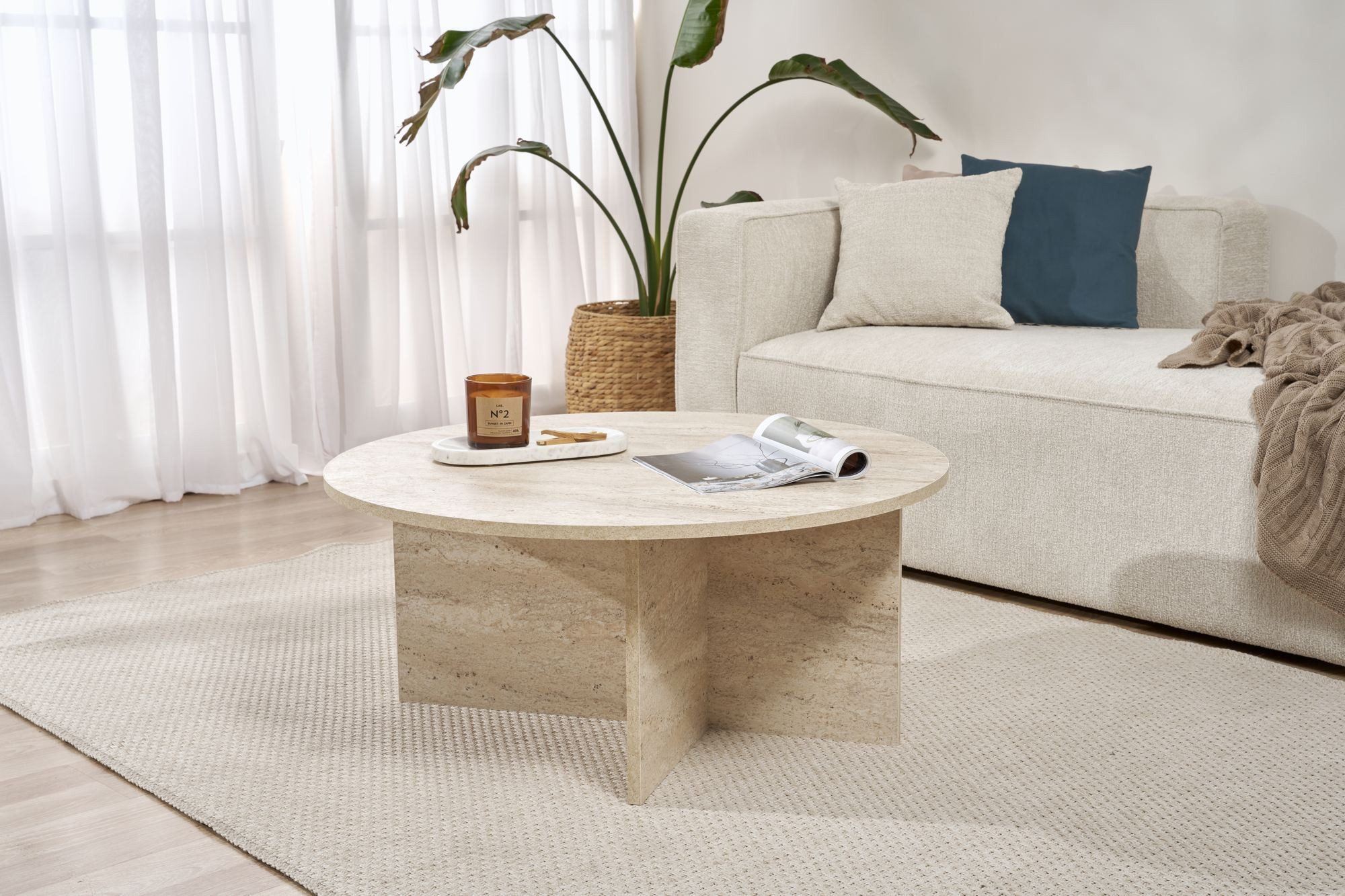 Skye Decor Couchtisch Soleil (Einzelstück, Einzeltisch), rund, melaminbeschichtet, Ø 90 cm