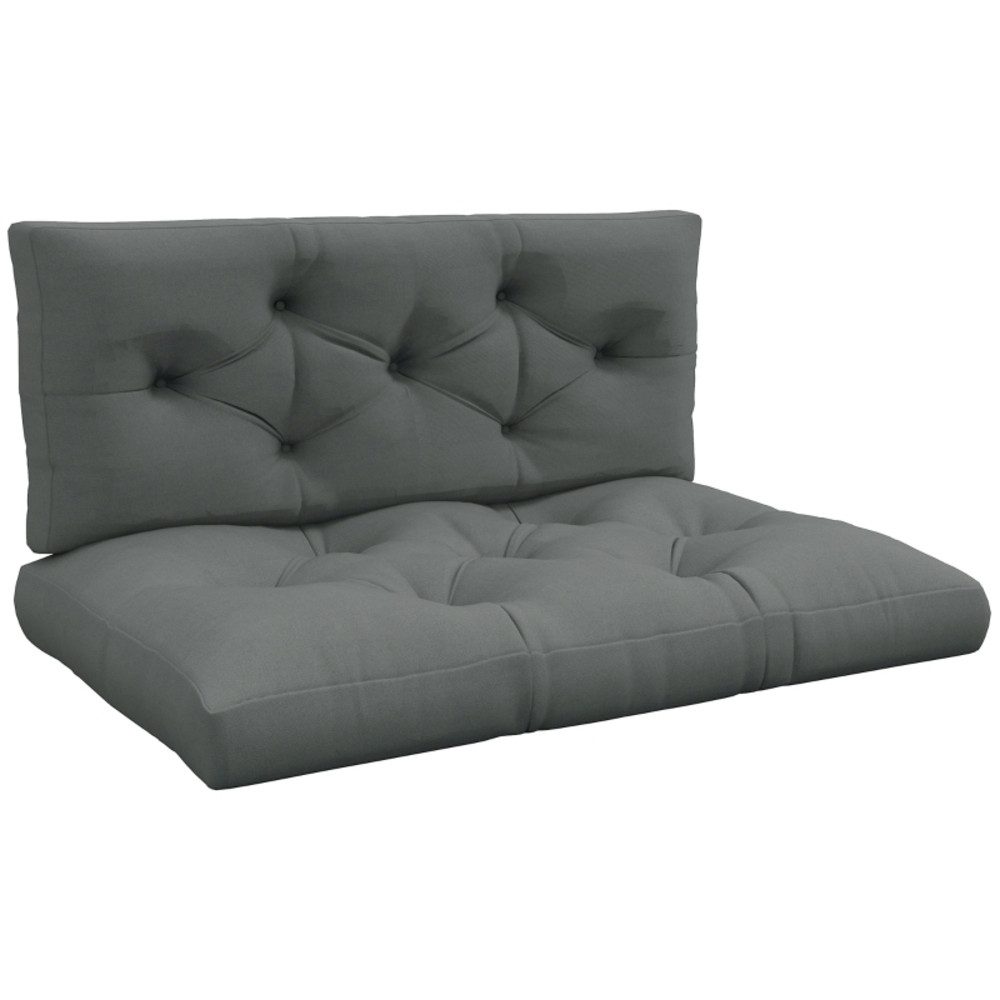 CHICFURN Sitzkissen Sitzpolster mit Knopfheftung und Polsterauflage, Grau, 120 x 80 x 12 cm