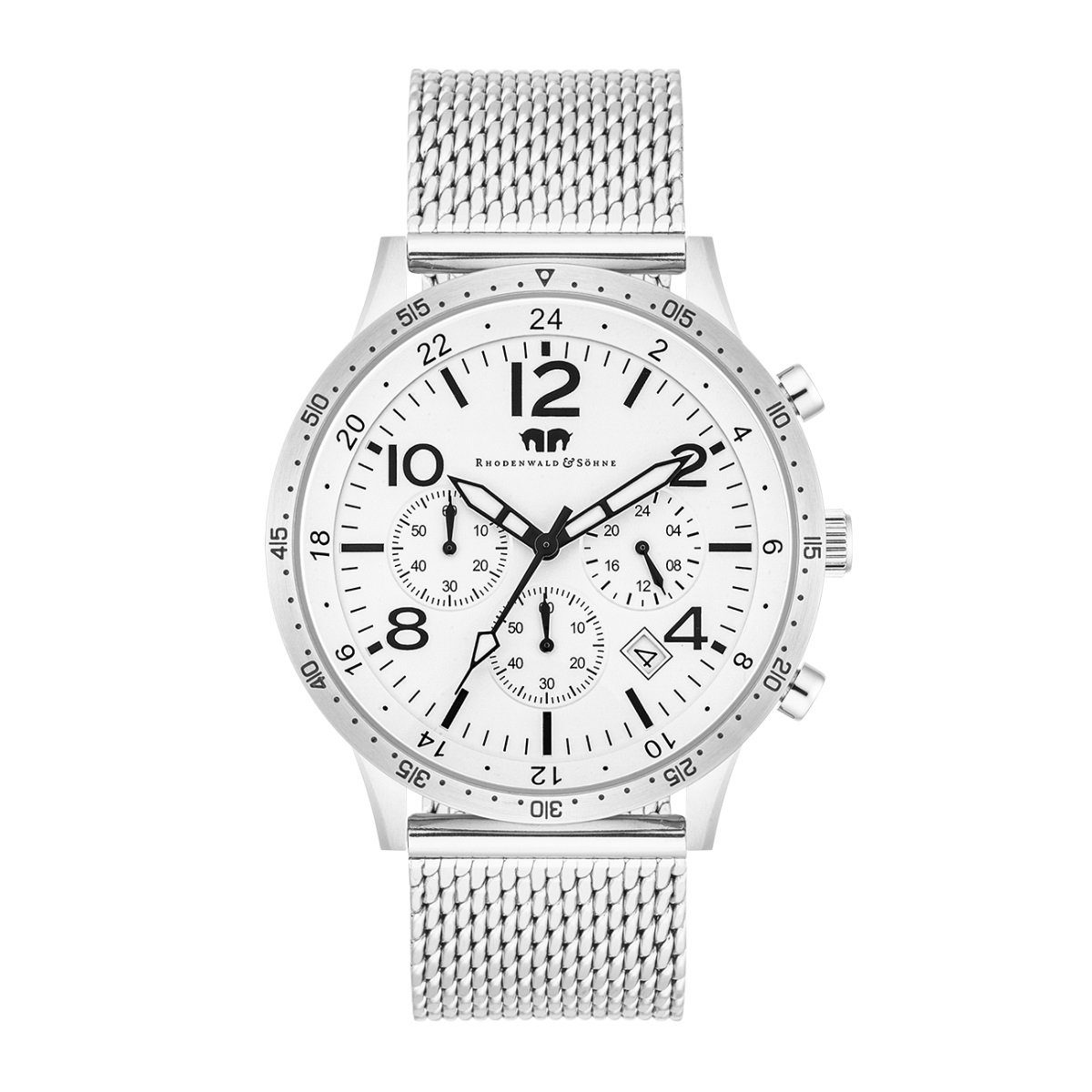 Rhodenwald & Söhne Chronograph Flight Captain silber, mit EdelstahlArmband
