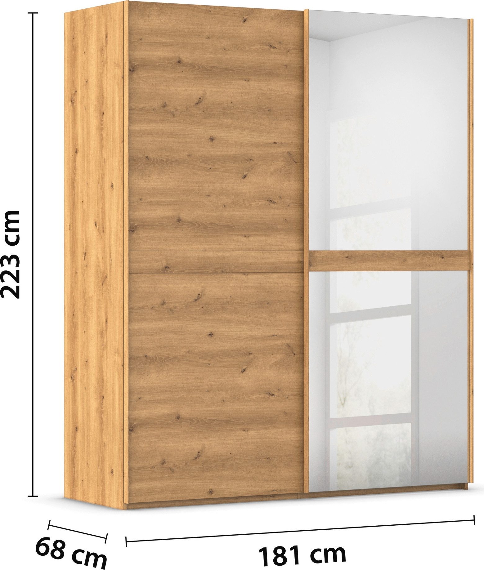 rauch Schwebetürenschrank Kleiderschrank Schrank Garderobe Schlafzimmerschrank SCALE-LINE edle Optik mit Bauchbinde in Korpusfarbe mit Spiegel MADE IN GERMANY