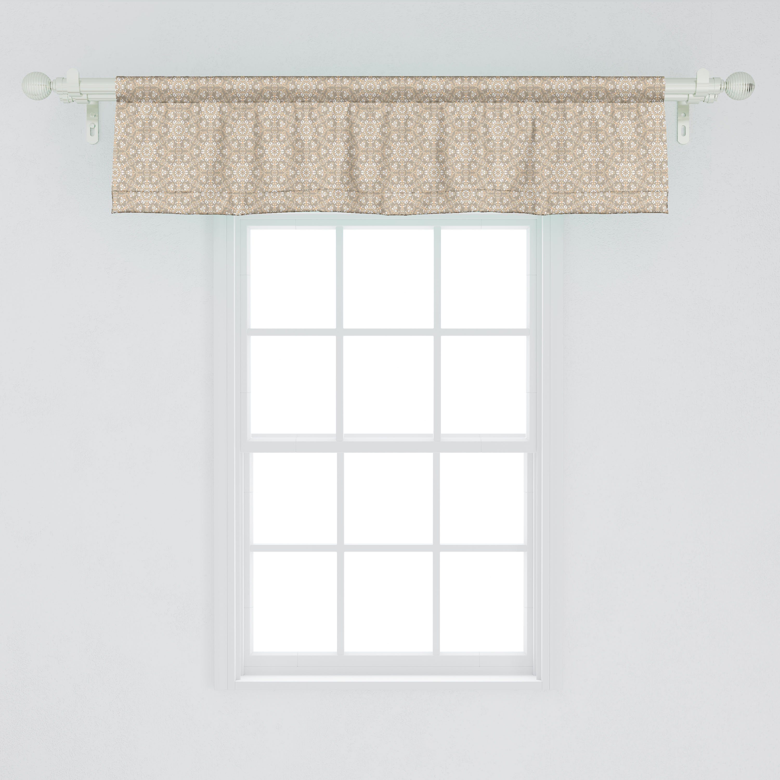 Microfaser, Schlafzimmer Abakuhaus, mit Scheibengardine Stangentasche, römische Dekor Volant Antike Kultur Küche Vorhang Mosaik für