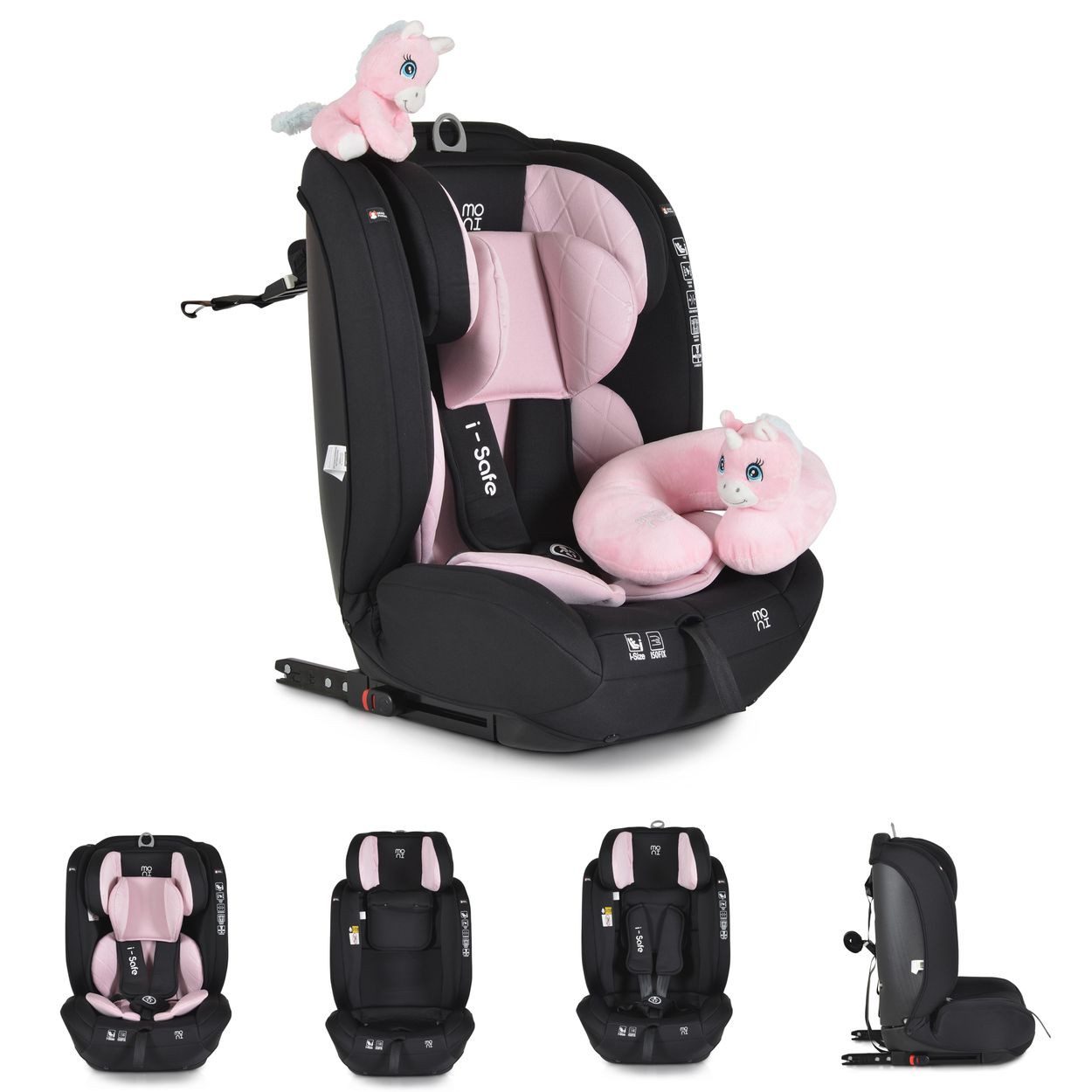 Moni Autokindersitz Kindersitz i-Size i-Safe, ab: 1.25, bis: 12, (76-150cm) Isofix, Top Tether, 13-fach verstellbar