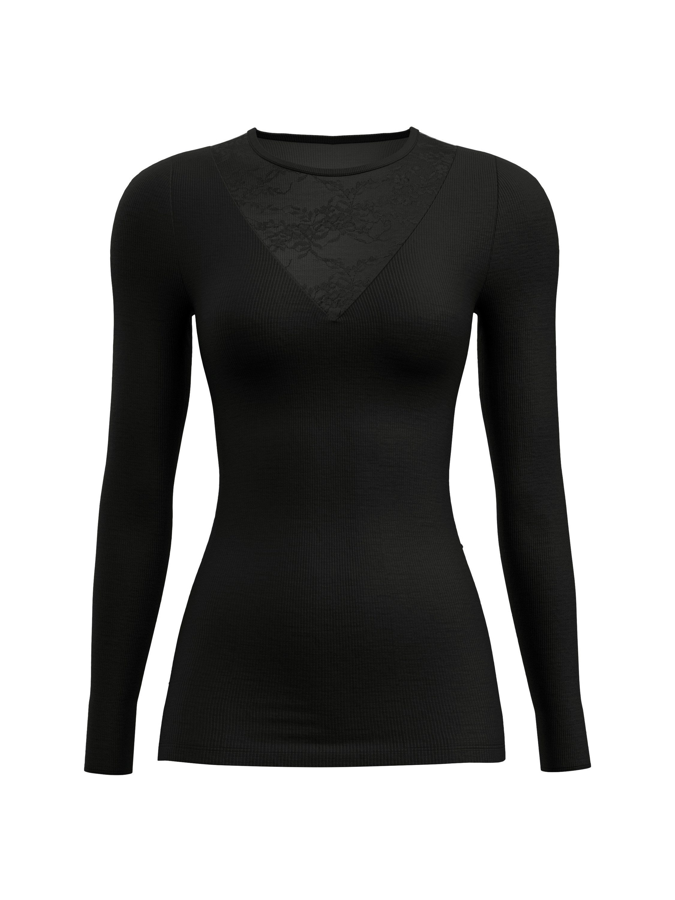 CALIDA Unterziehshirt Silky Wool Glam Damen (1-St) fein, geschmeidig mit eleganten Spitzendetails