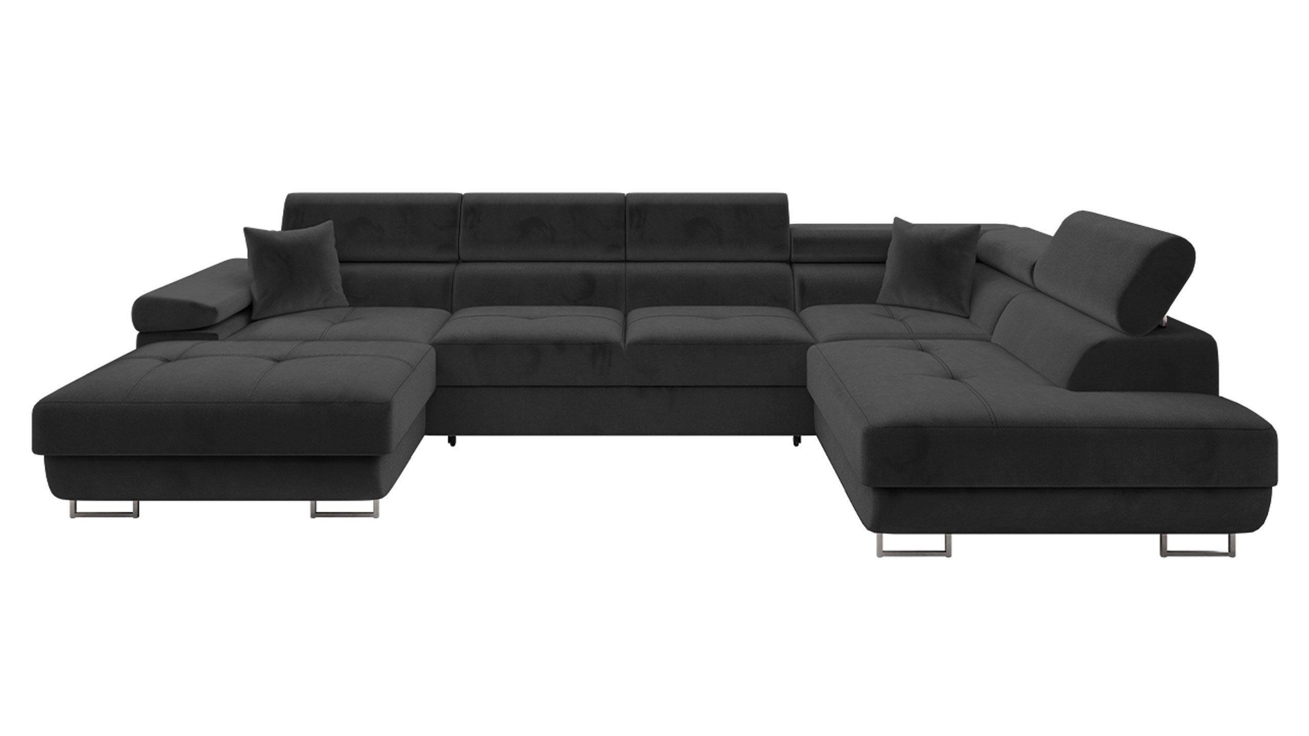 MIRJAN24 Wohnlandschaft Torezio Bis, mit Bettkasten und Schlaffunktion, Einstellbare Kopfstützen, 346x203x70-90 cm, U-Form