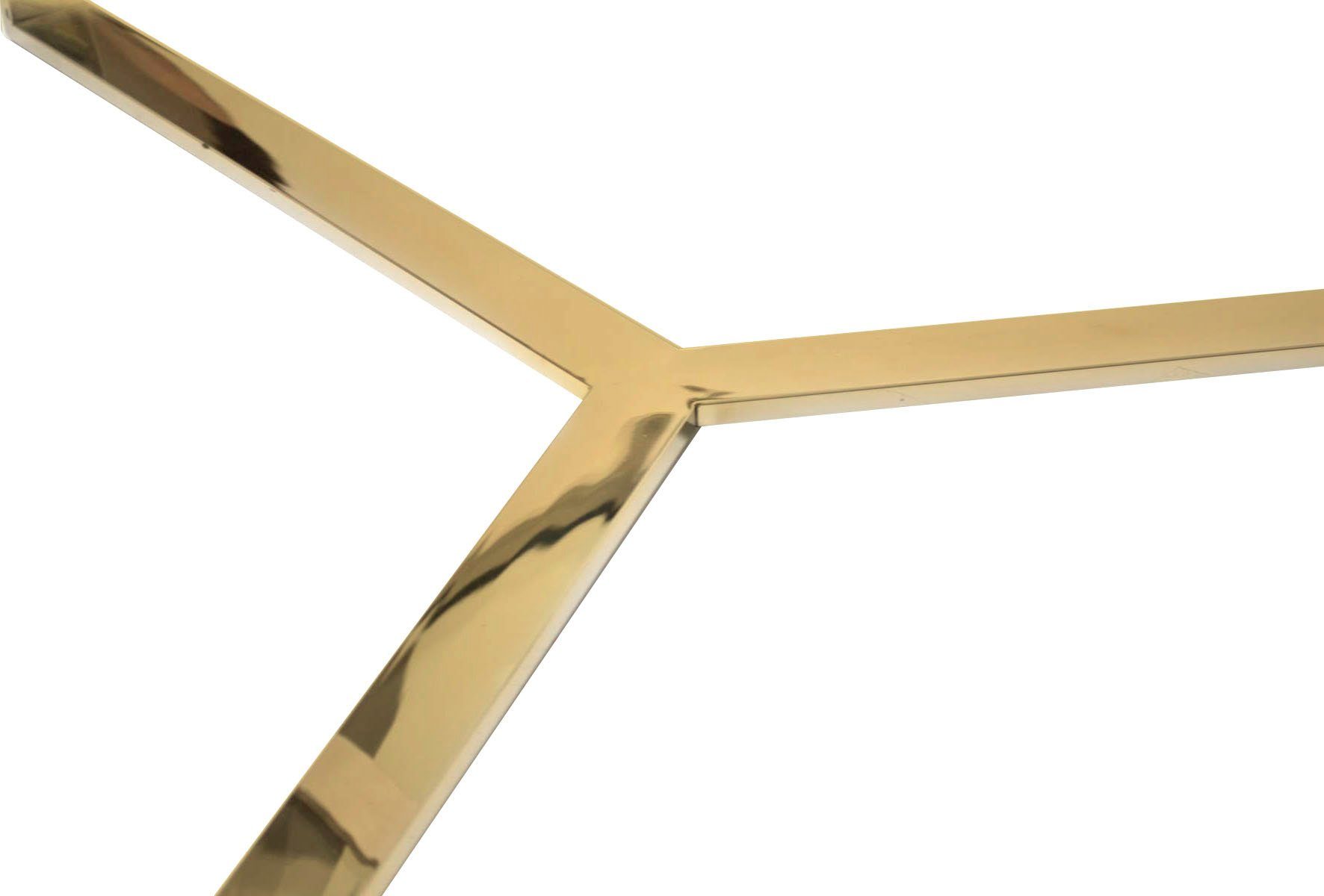 Leonique Couchtisch Palmer, Runder Couchtisch, gold, Chrom, Glasplatte, Gestell, 90x90x40