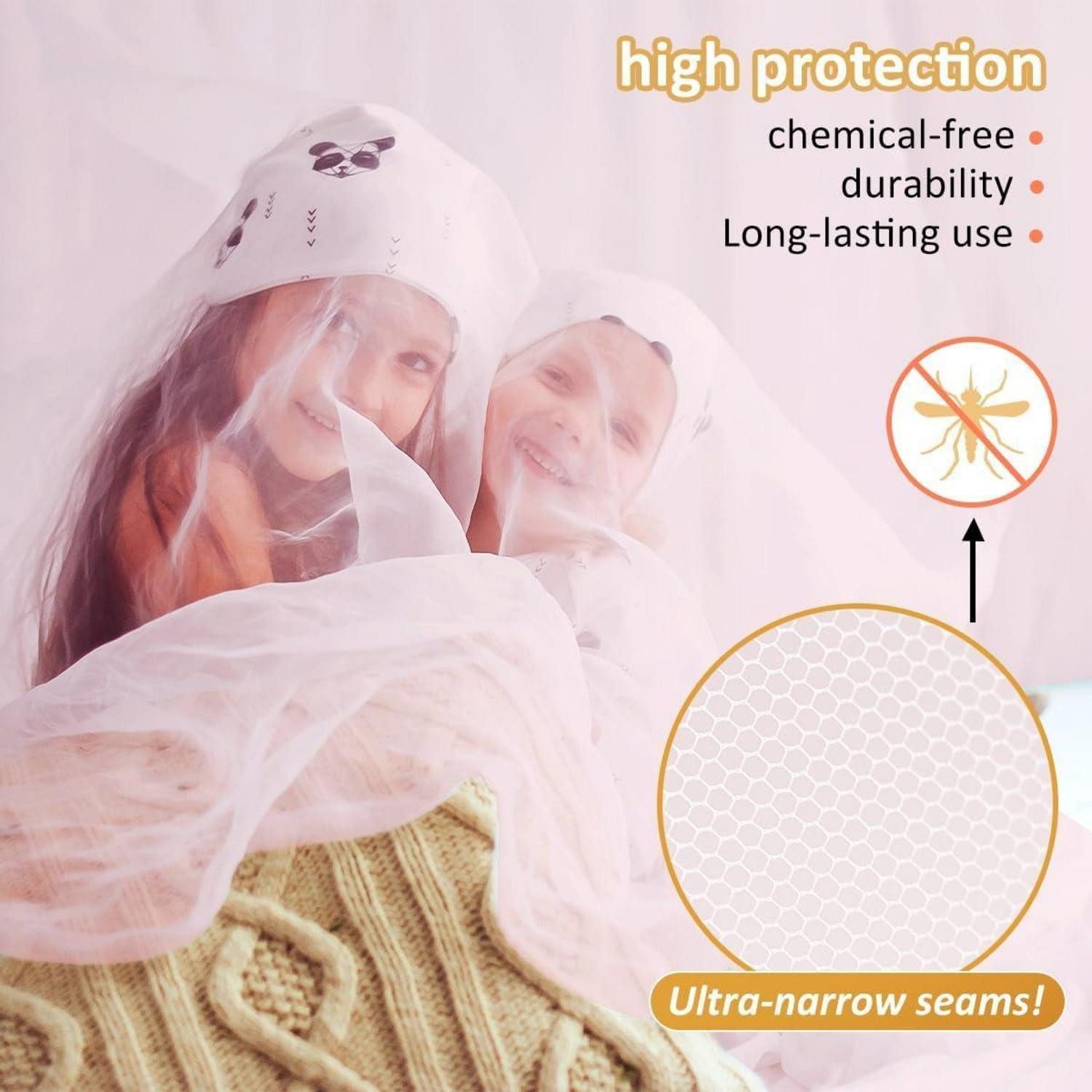 LuxusKollektion Moskitonetz Moskitonetz Doppel-/Einzelbett Rosa 0.6x2.5m