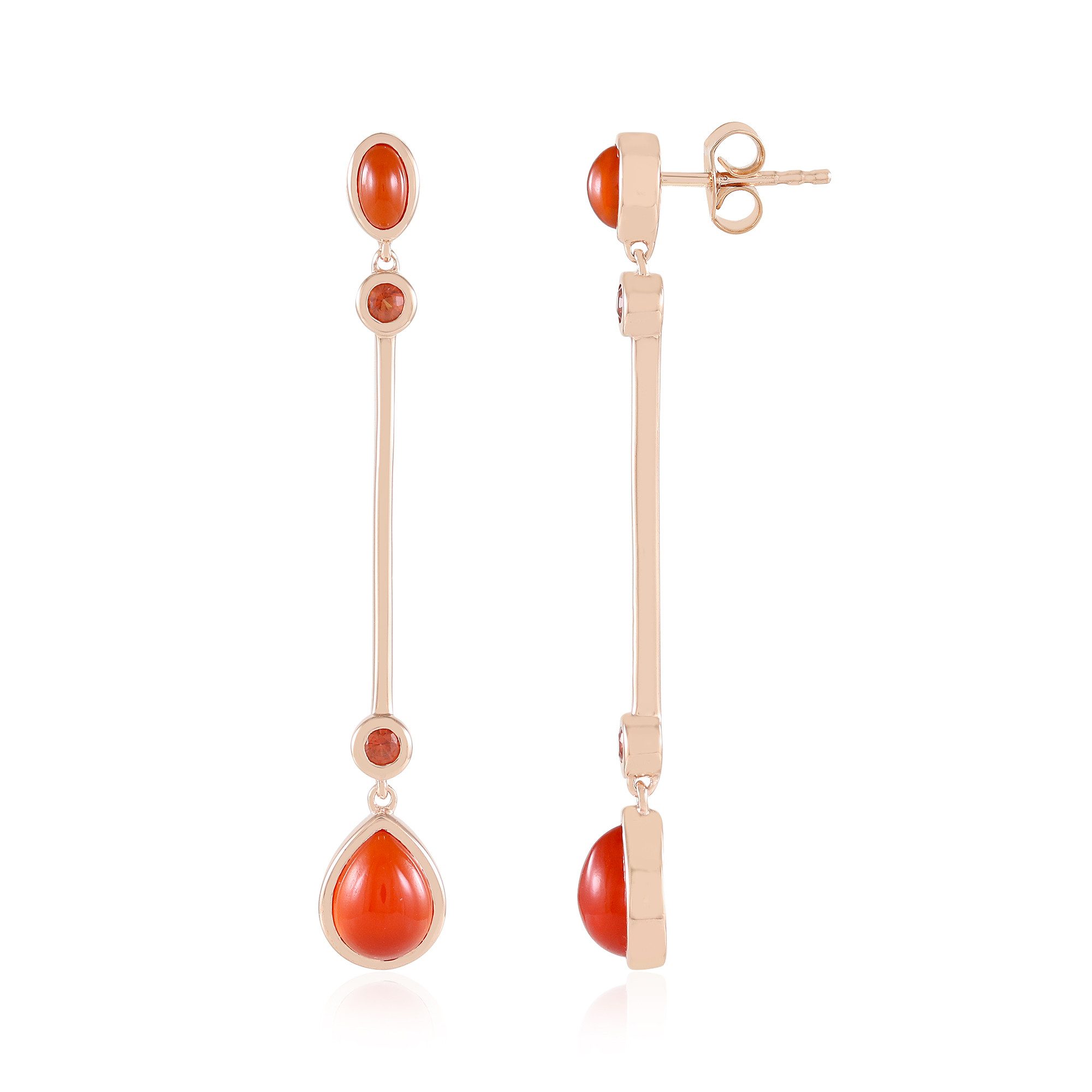 Cavill Ohrring-Set Ohrringe aus roséfarbenem Silber mit Karneol (2-tlg)