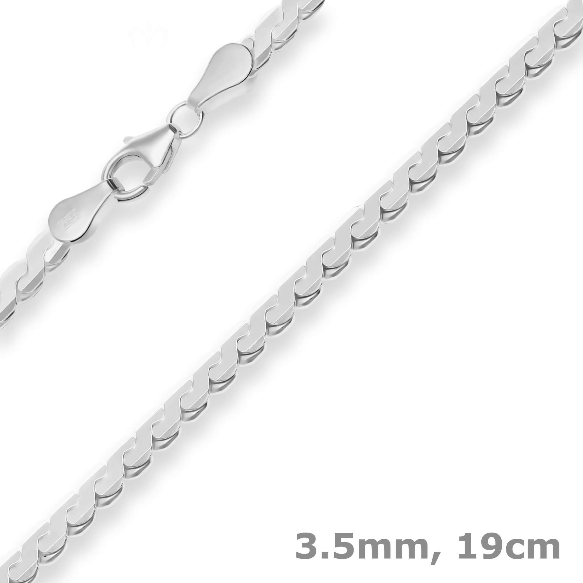 Schmuck Krone Silberarmband 3,5mm Armband Fantasiekette aus 925 Silber 19cm, Silber 925