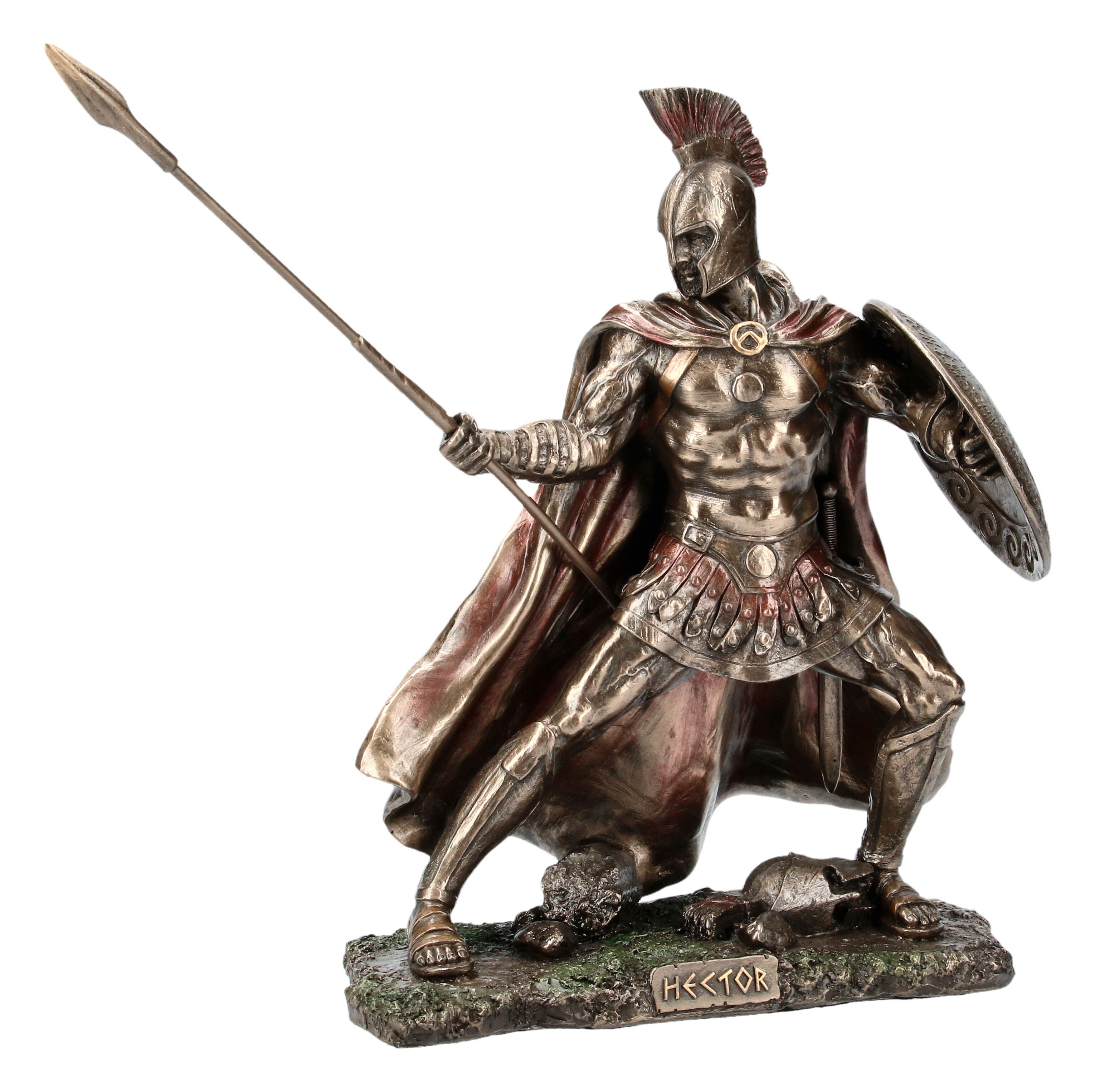 Dekofigur Hektor Figur - Mit Speer und Schild zum Angriff - Veronese Krieger