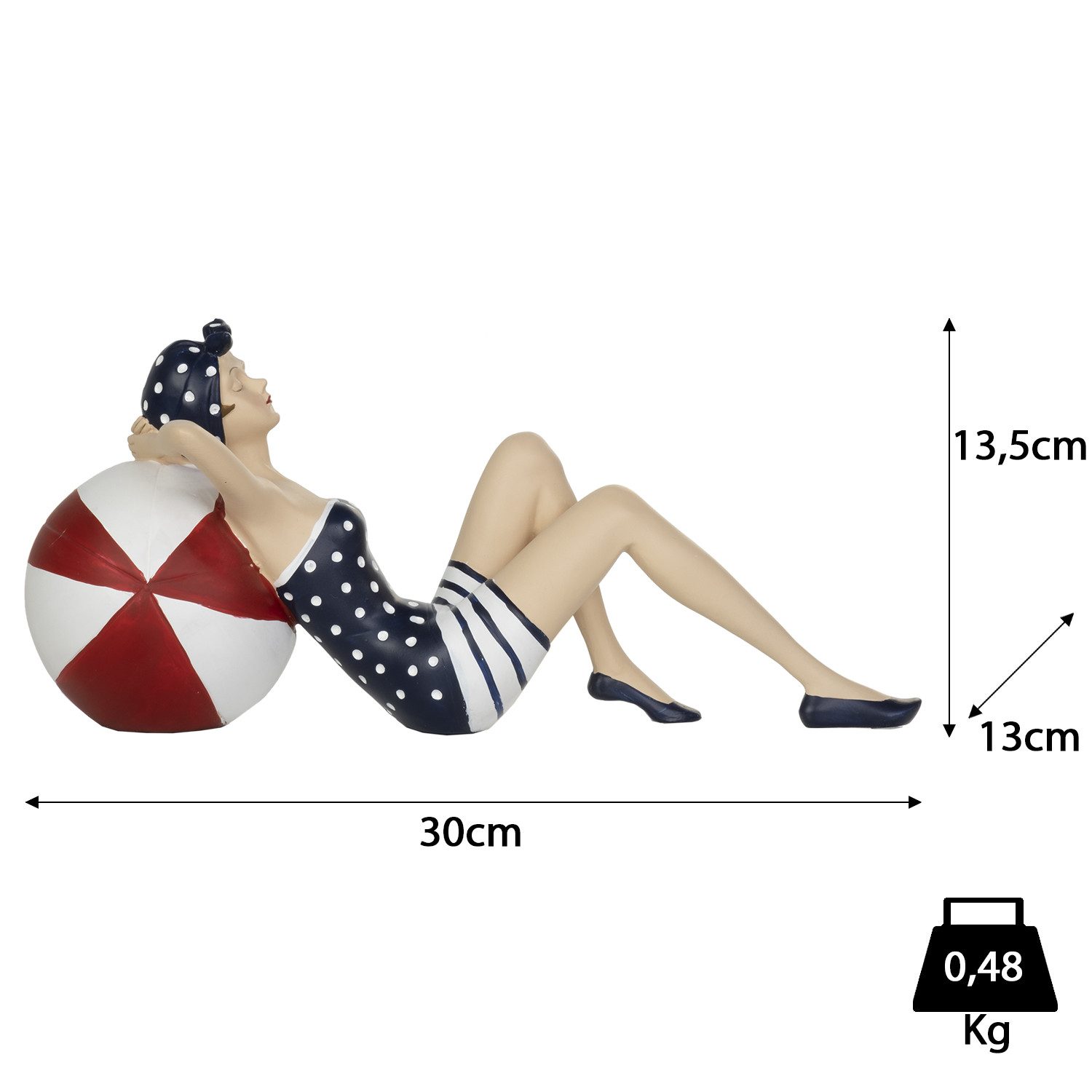 Moritz Dekofigur Deko-Figur Badenixe im Badeanzug entspannt sich auf Wasserball, Polyresin Figuren Deko Geschenk Geometrische TierFigur Modern Skulptur