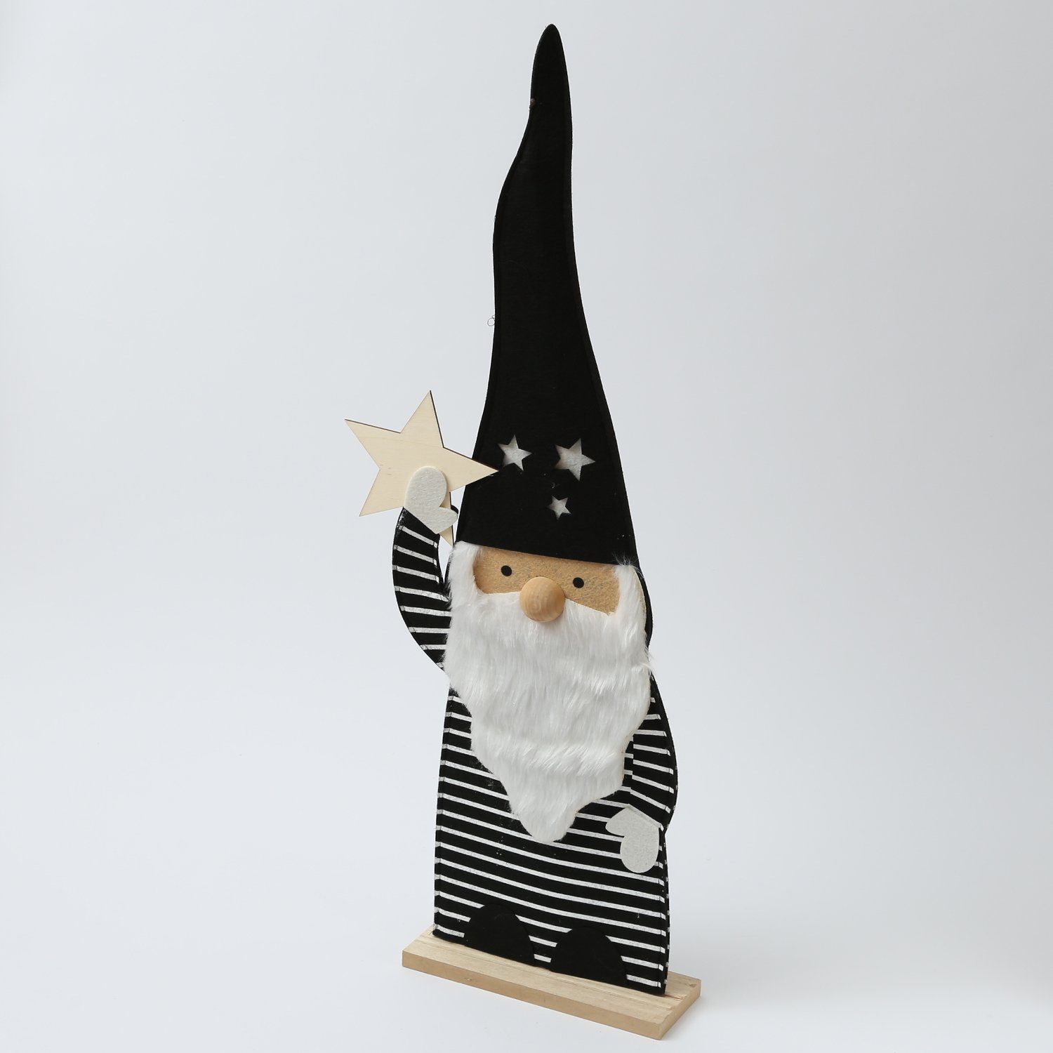 Bart Filz Weihnachtsfigur Nikolaus Holz H: MARELIDA weißer 87cm St) Sterne Dekofigur (1 Weihnachtsmann