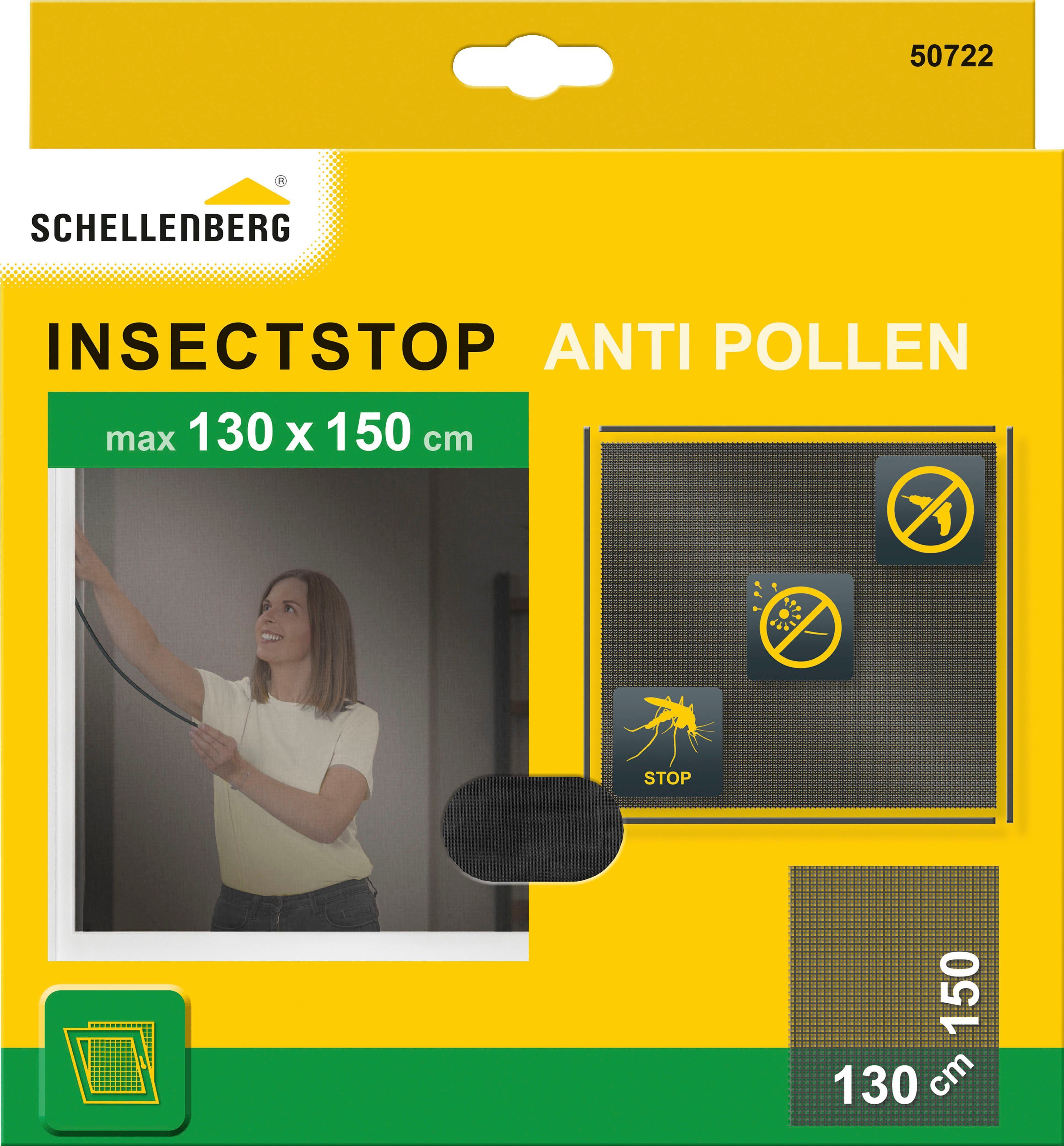 SCHELLENBERG Fliegengitter-Gewebe 50722, mit Pollenschutz, 130×150 cm, anthrazit