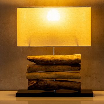 Levandeo® Nachttischlampe, Tischlampe aus Treibholz H42cm Leuchte Lampe Nachtlicht Holzlampe