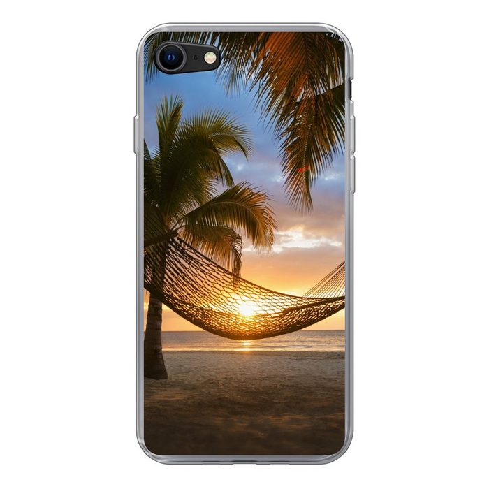 MuchoWow Handyhülle Hängematte am Strand bei Sonnenuntergang in Jamaika Handyhülle Apple iPhone 7 Smartphone-Bumper Print Handy Schutzhülle