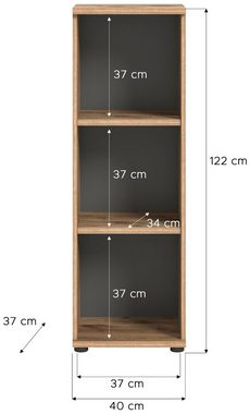 xonox.home Mehrzweckschrank Regal Büroregal MASON 122x40 cm in Nox Eiche und Basalt grau
