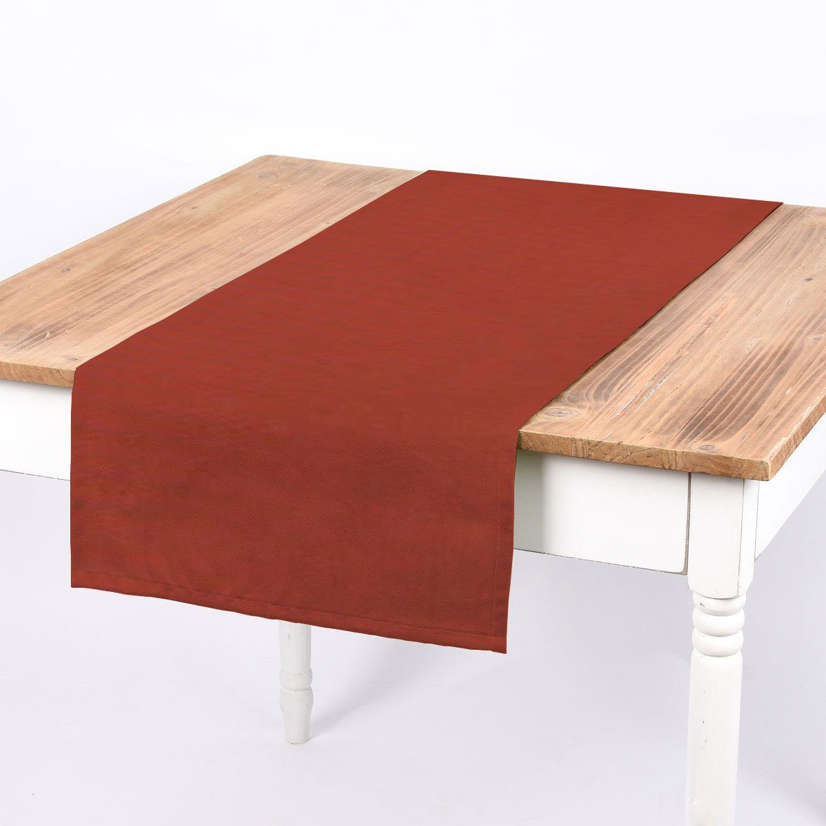 SCHÖNER LEBEN. Tischläufer Tischläufer aus Canvas einfarbig terrakotta 40x160cm, made in Germany,handmade,pflegeleicht