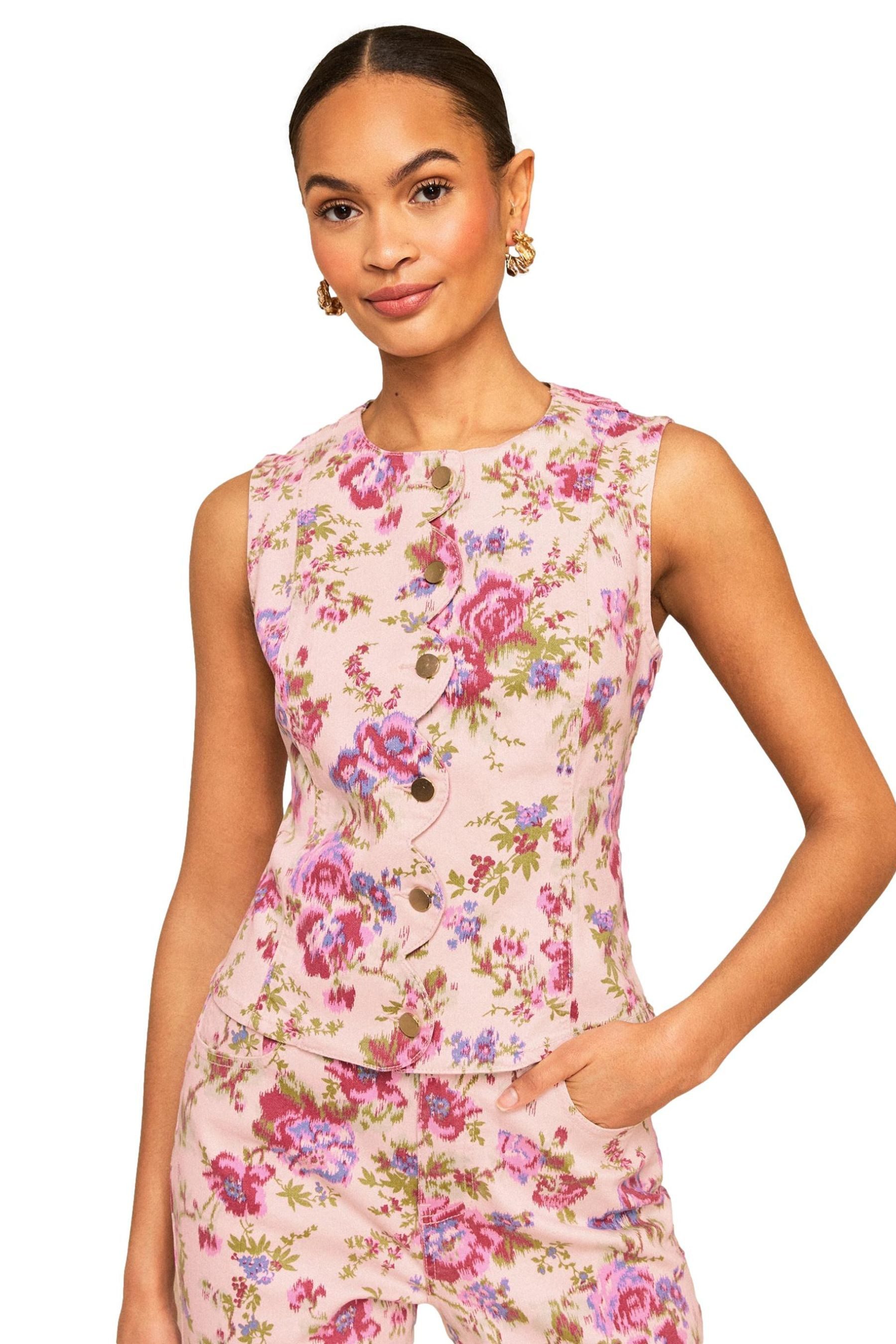 Love & Roses Anzugweste Love & Roses Weste mit Bogenkante (1-tlg)