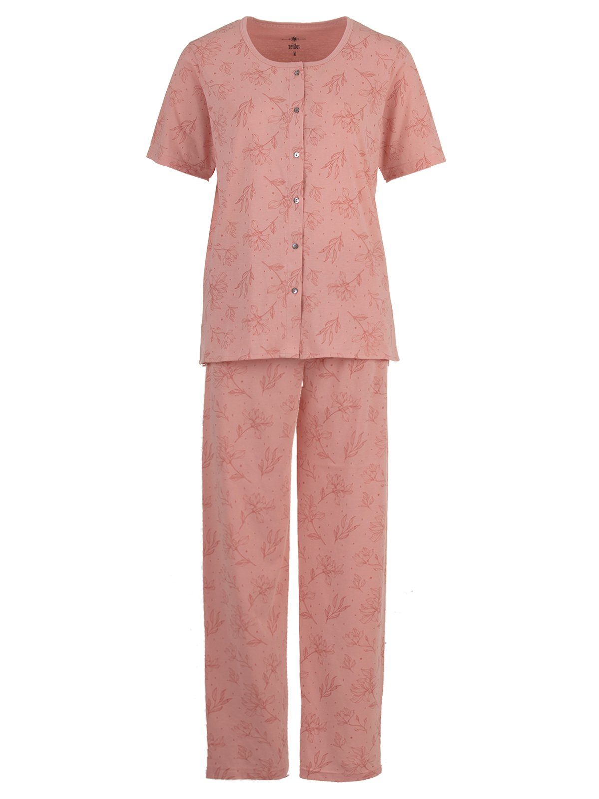 rosa Kurzarm Floral - Schlafanzug zeitlos Pyjama Set