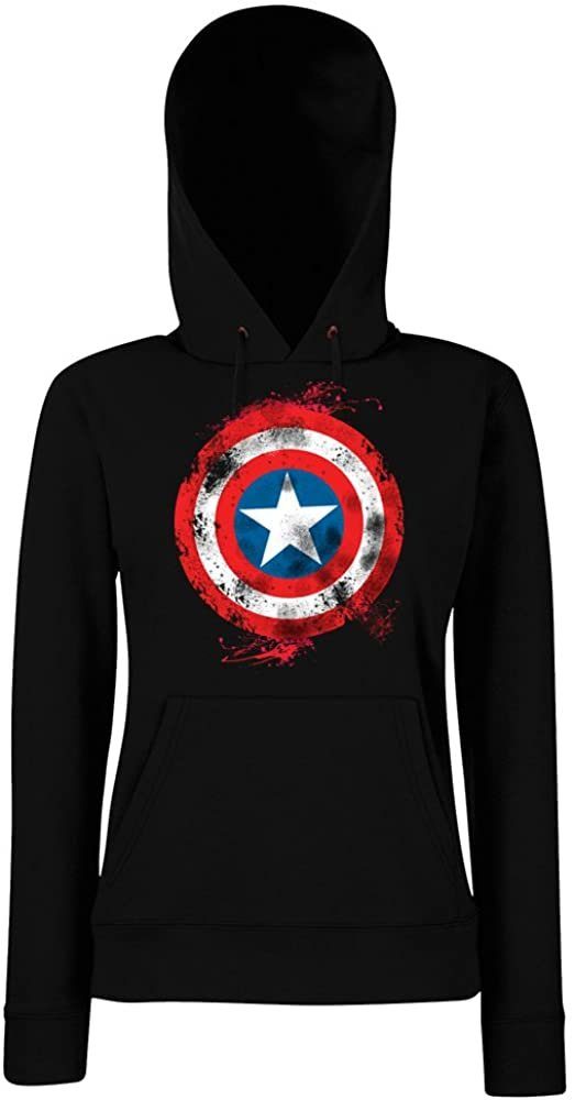 Youth Designz Kapuzenpullover Vintage Captain America Damen Hoodie Pullover mit trendigem Frontprint