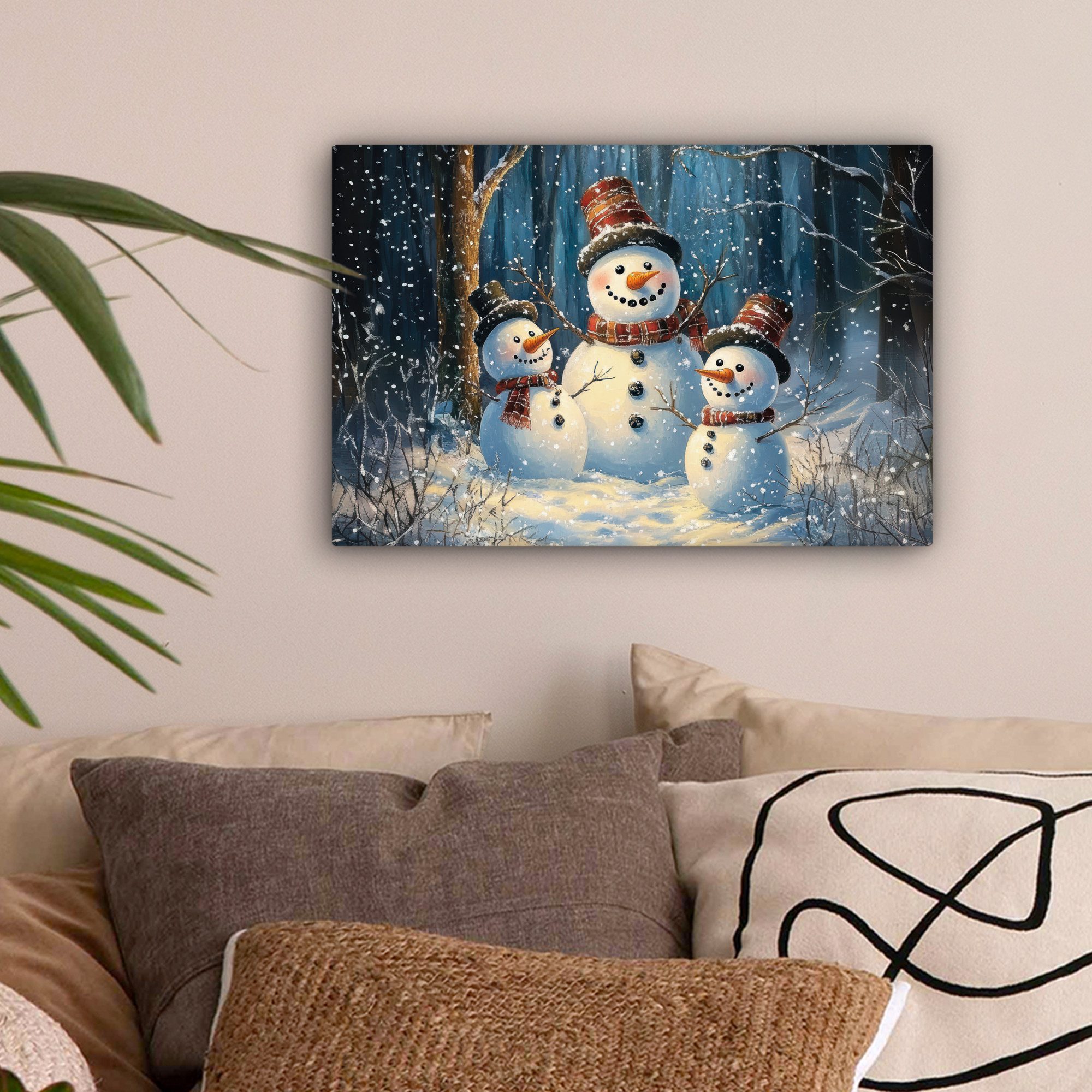 OneMillionCanvasses® Leinwandbild Schneemann - Schnee - Winter - Wald, Foto günstig online kaufen