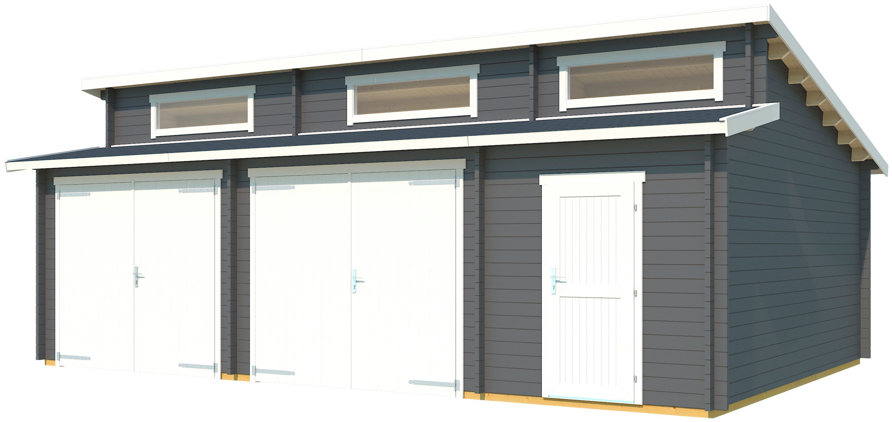 LASITA MAJA Garage Hawaii (Set, für 2 Fahrzeuge geeignet), Garage + 2 Schwingtoren