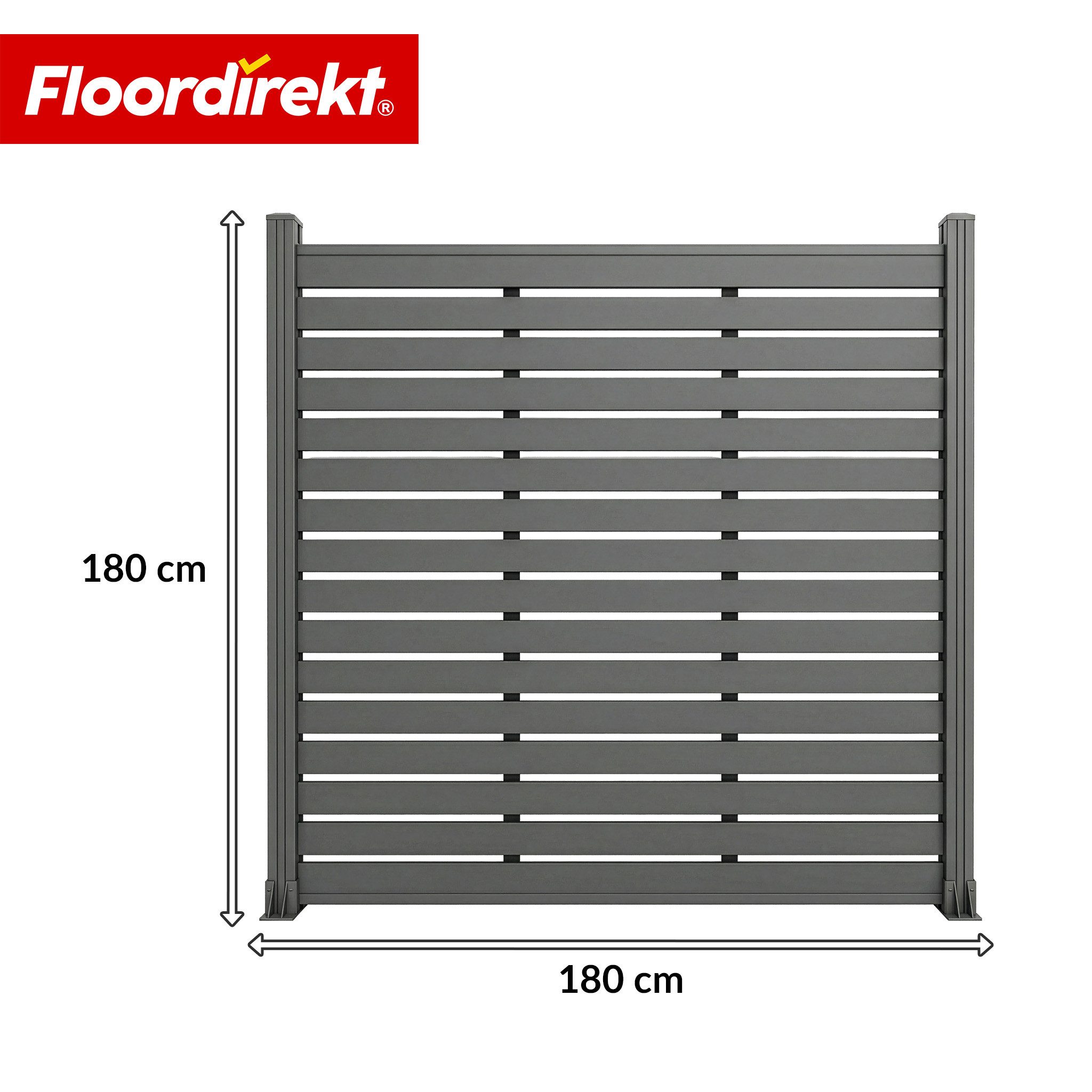 Floordirekt Zaun WPC Sichtschutzzaun Milos 180x180 cm Anthrazit Gartenzaun Sichtschutz, (Aluminium-Pfosten, 14 schmale WPC-Paneele), modernen, pflegeleichten und wetterfesten Sichtschutz