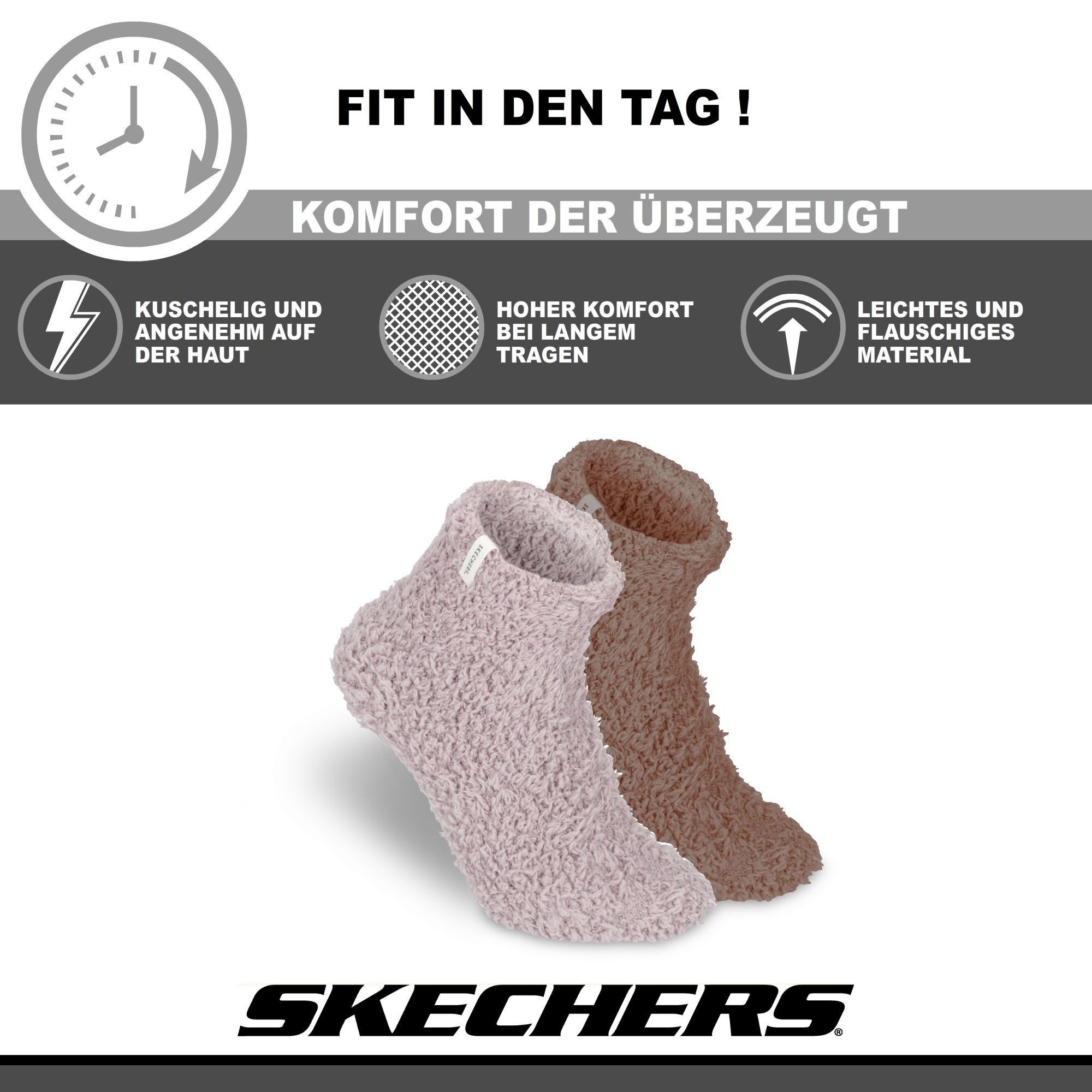 Skechers Socken Damen - Atmungsaktiv und komfortabel - Wärmespeichernd für kalte Tage (2er, 4er & 6er-Pack) Robustes Material und bequemer Tragekomfort - Fußgewölbe-Unterstützung