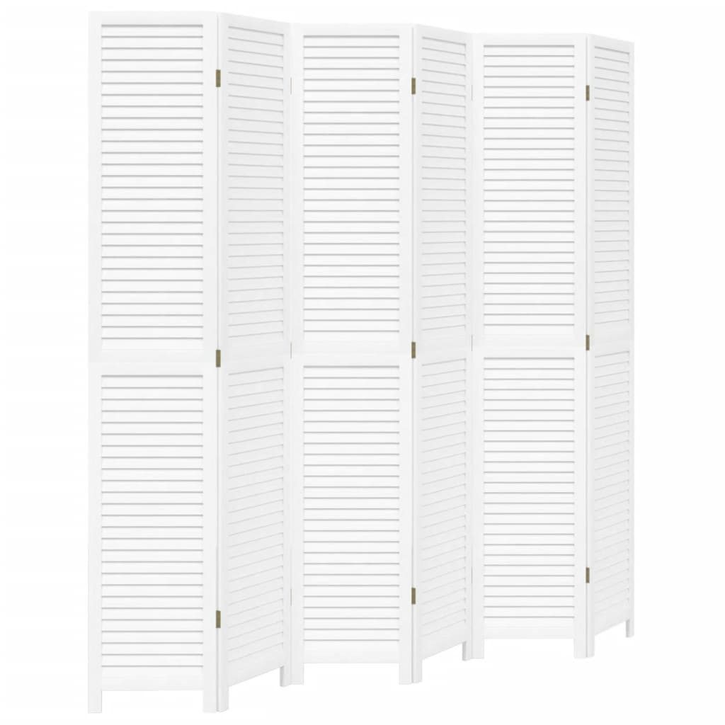 vidaXL Paravent Paravent Spanische Wand Trennwand 6-tlg Raumteiler Weiß Massivholz Pau