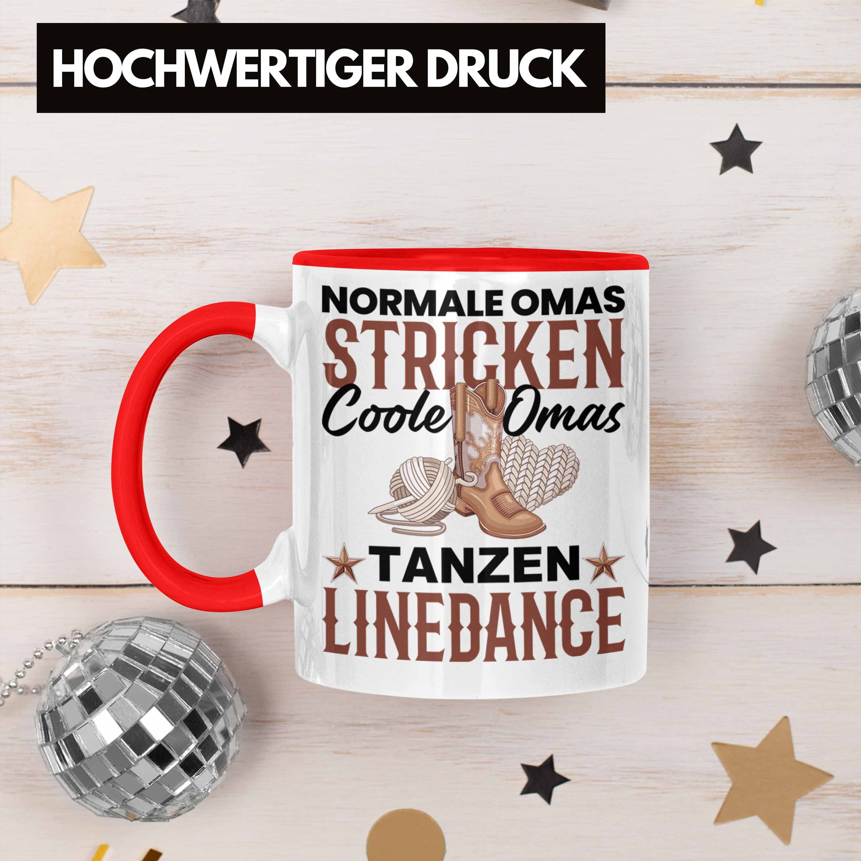 Trendation Coole Geschenk Line Tasse Tasse Linedance Oma Oma Tänzerin Geschenkide Dance Rot