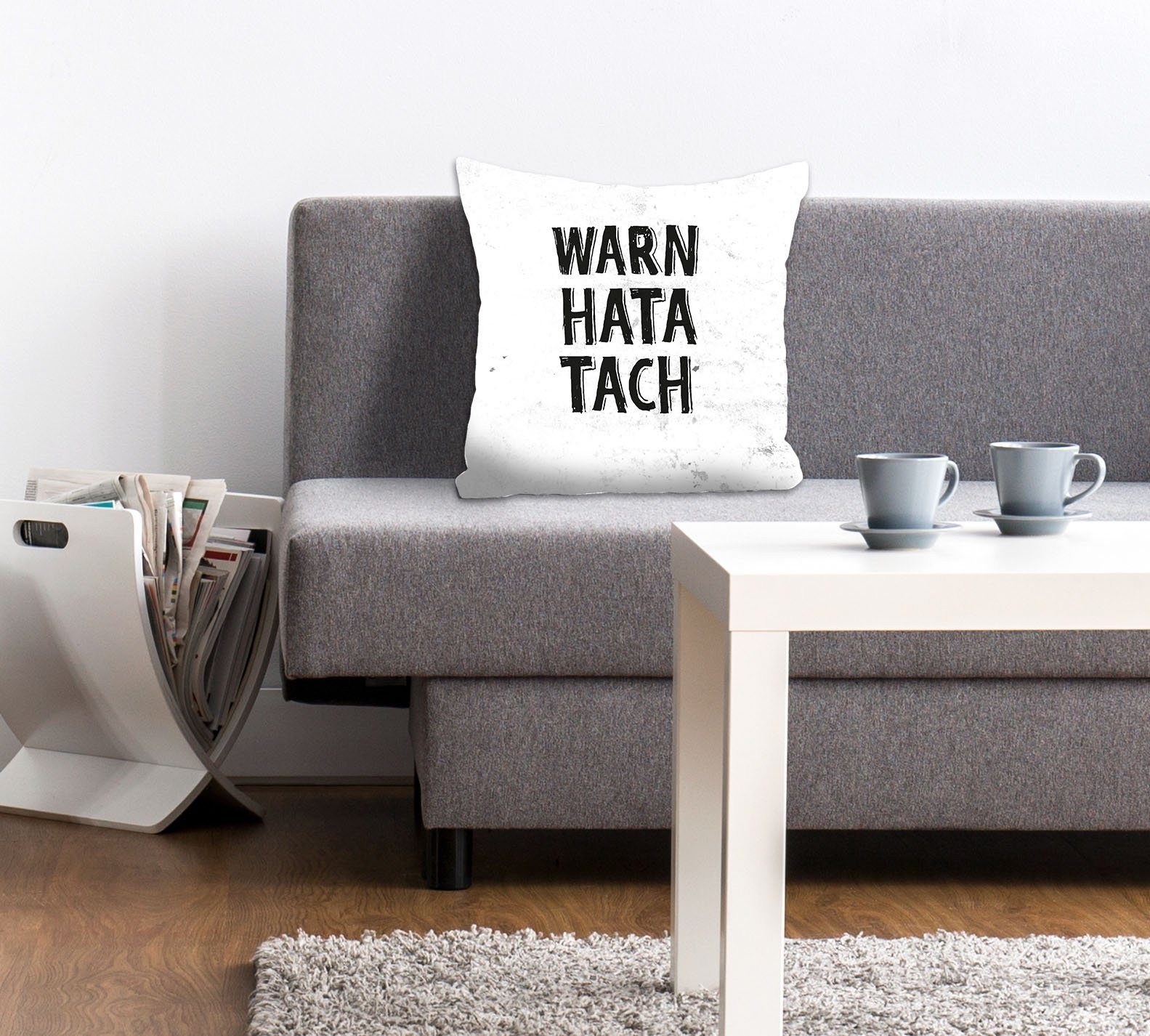 queence Dekokissen WARN HATA TACH, Подушкиhülle,Warn hata tach,Spruch,Weiß,Lustig,Norddeutsch