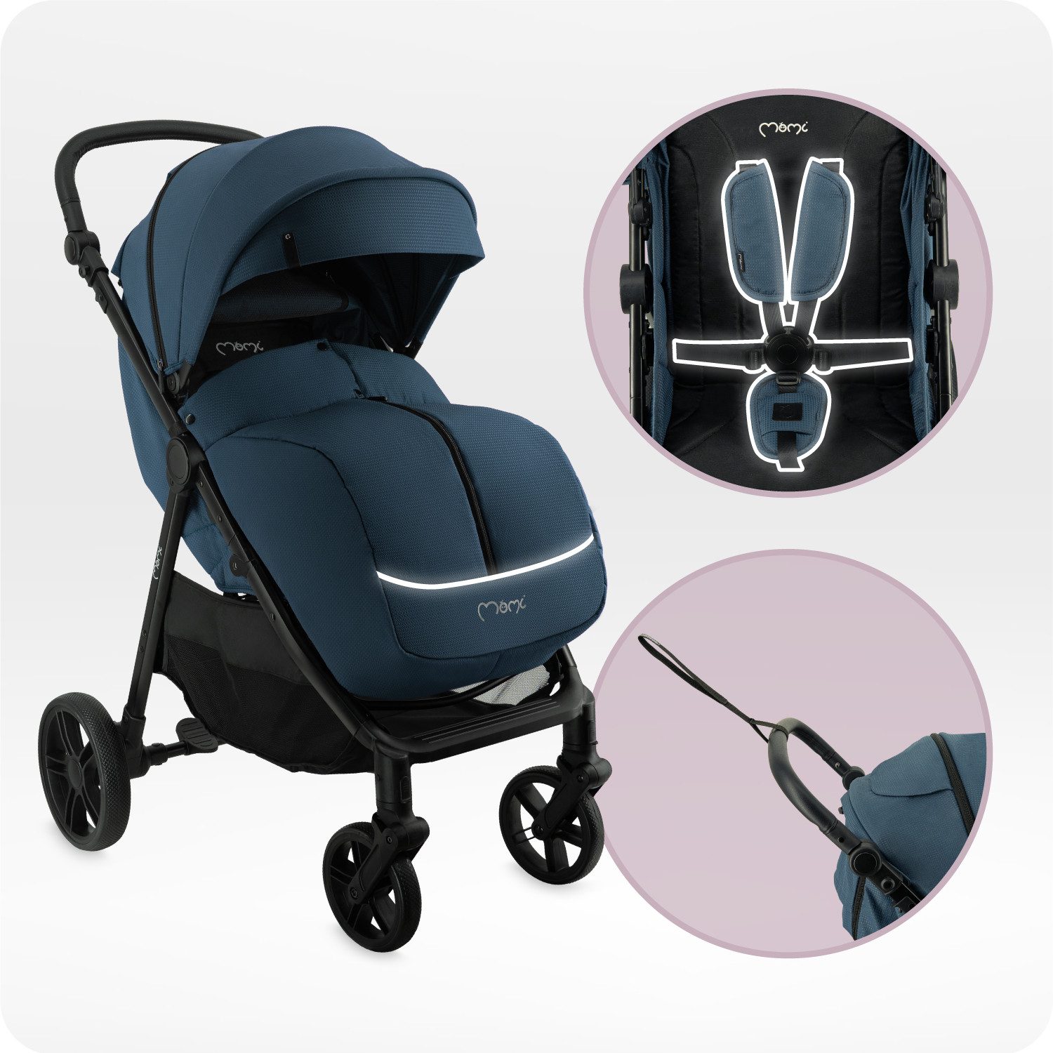 MoMi Kinder-Buggy Clara, Ab Geburt, mit Zubehör-Set & höhenverstellbarem Schieber