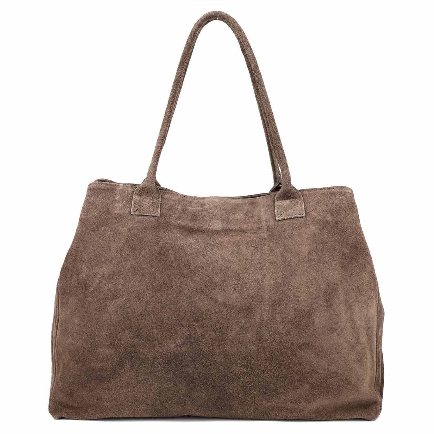 ITALYSHOP24 Shopper Made in Italy XL Damen Leder Tasche Tote Bag Shopper Schultertasche, Wildleder Handtasche Henkeltasche DIN-A4 Business Reise Veloursleder