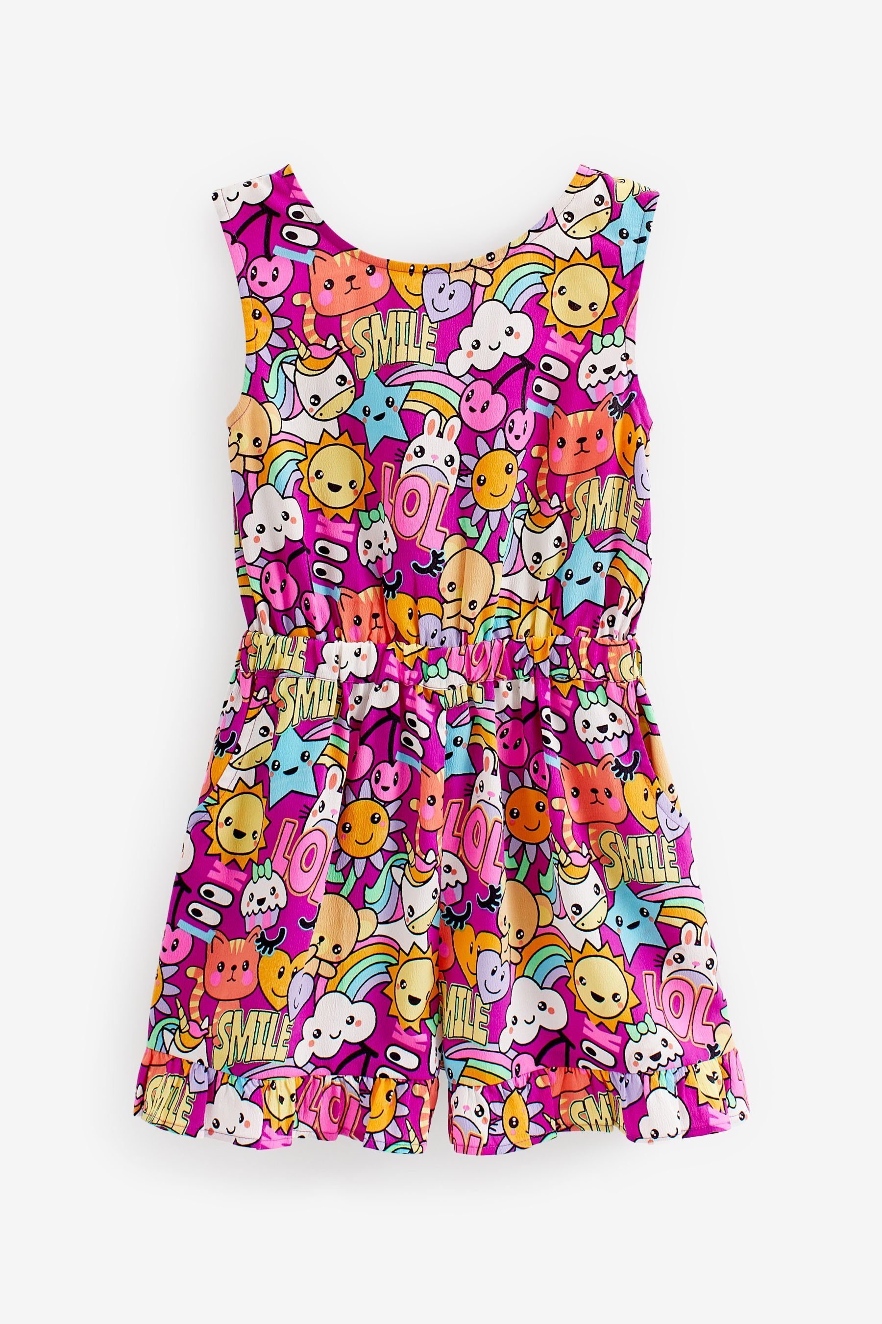 Overall am Rücken (1-tlg) Next mit Character Print Zierdrehung Playsuit