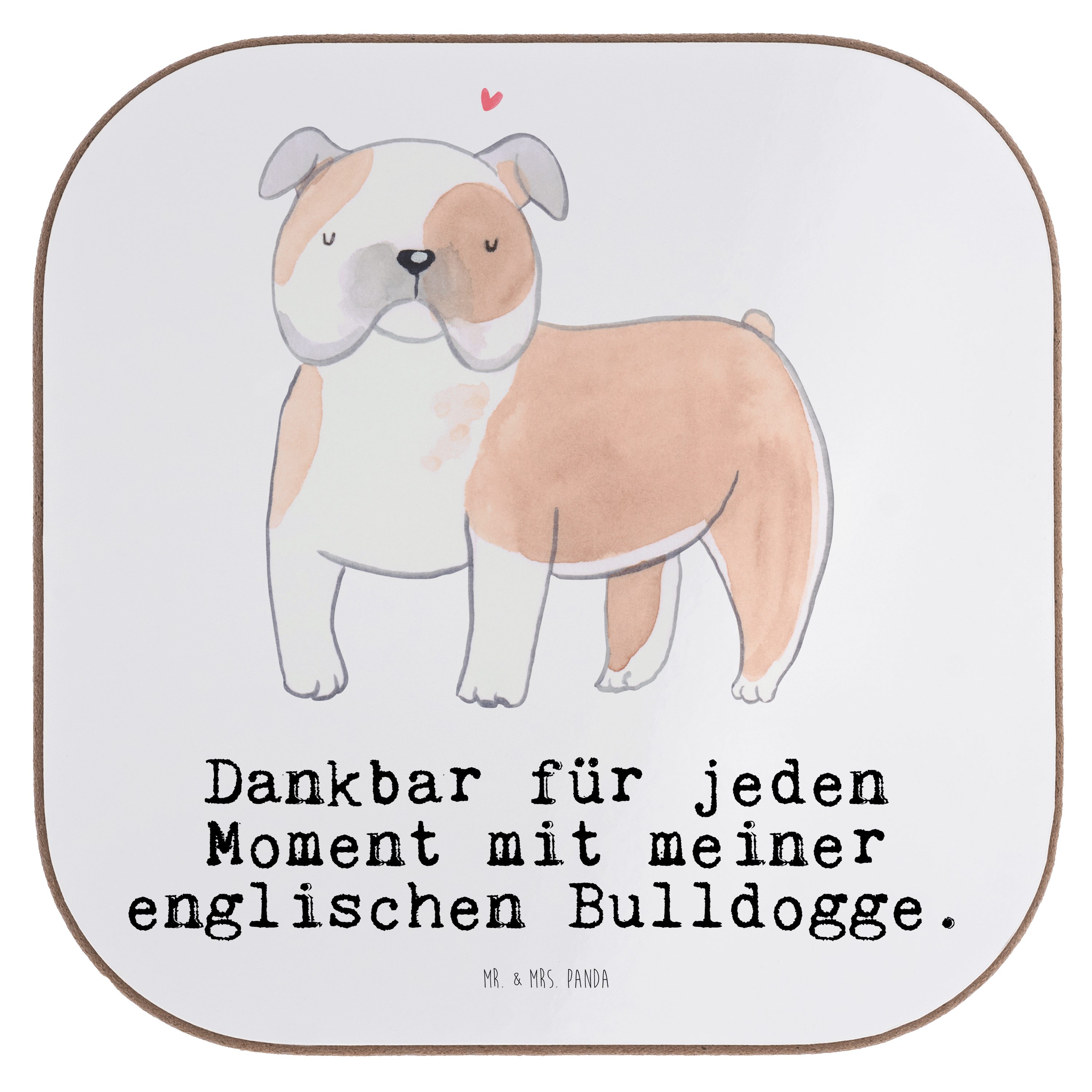 Mr. & Mrs. Panda Getränkeuntersetzer Englische Bulldogge Moment - Weiß - Geschenk, Hund, Getränkeuntersetz, 1-tlg.
