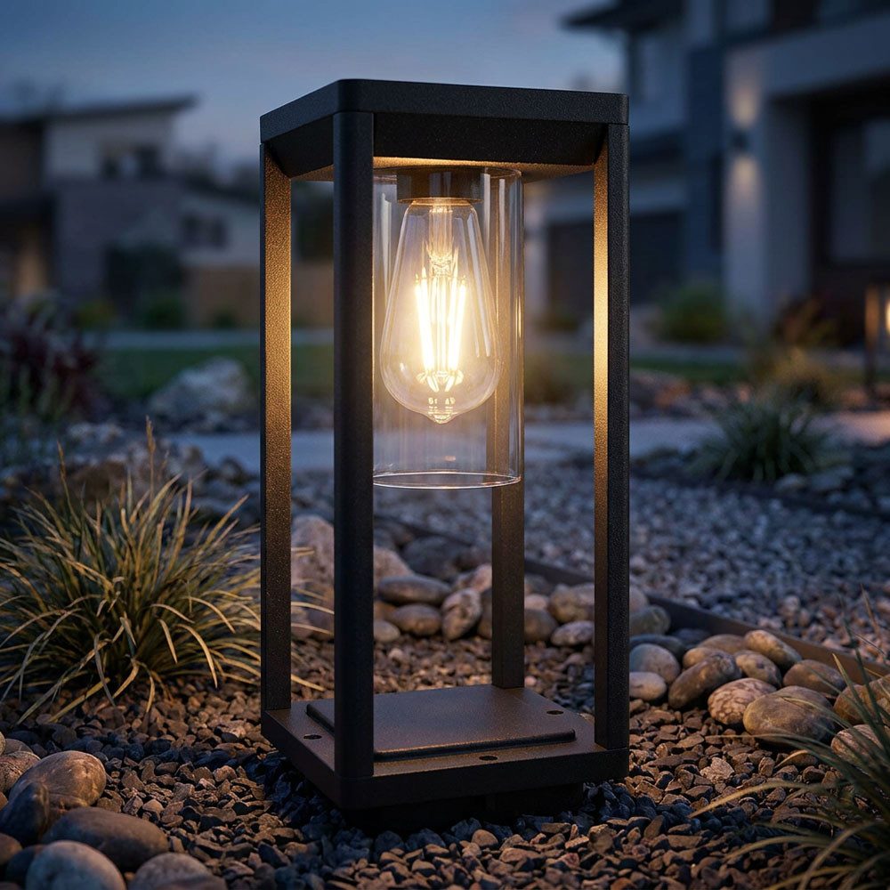 etc-shop Außen-Stehlampe, Leuchtmittel nicht inklusive, Außen Steh Lampe Garten Beleuchtung ALU Laterne Retro Hof