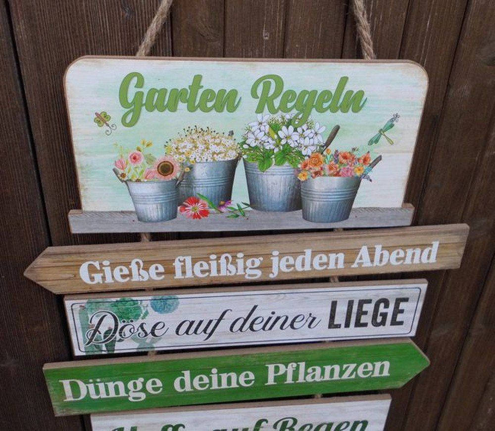 Deko-Impression Hängedekoration Dekoratives Schild Gartenregeln Holz /MDF a. Kordel Geschenk 61 cm (1 St)