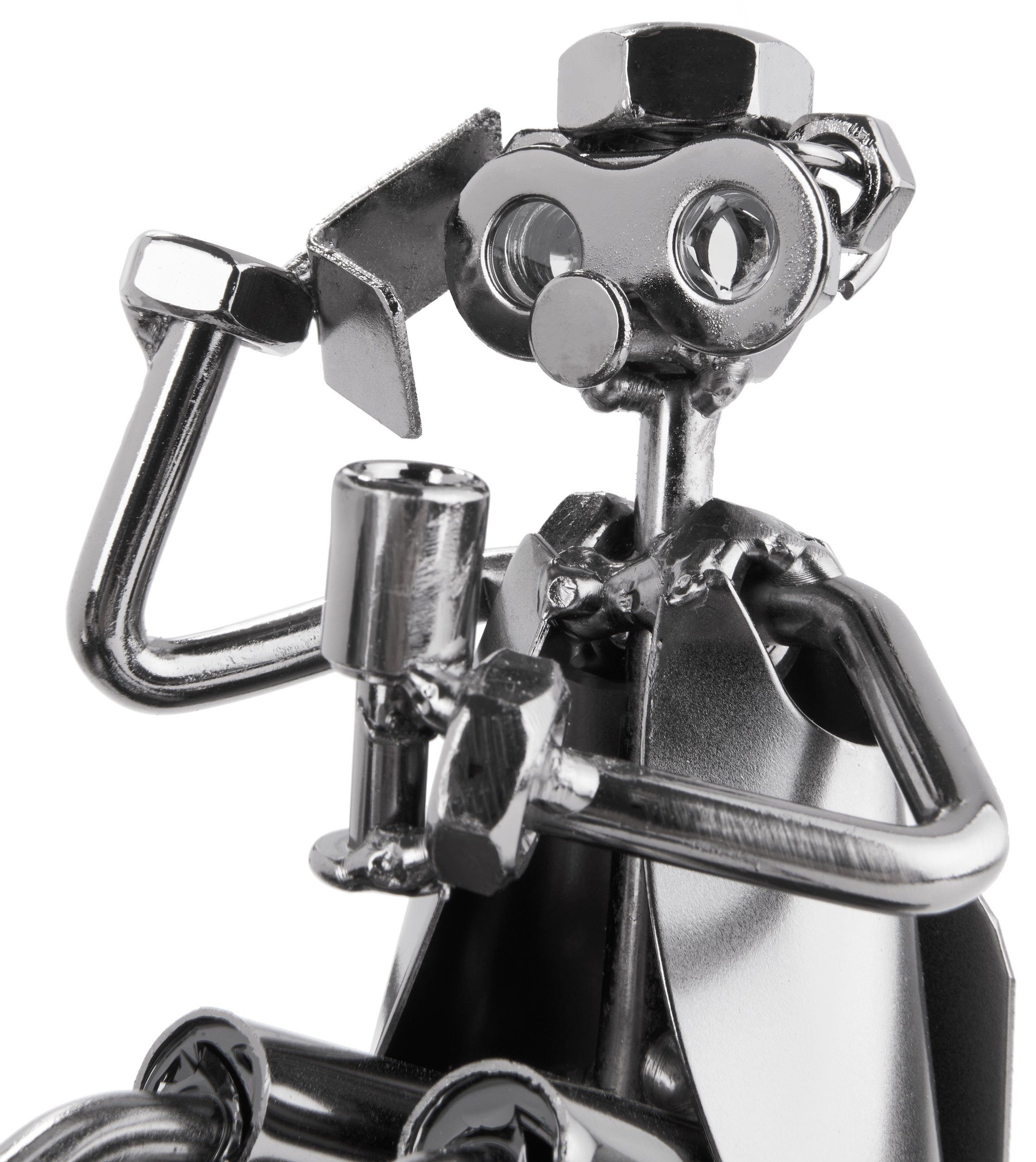 BRUBAKER Dekofigur Schraubenmännchen Büro Arbeiter mit PC (1 St., Metallfigur mit Visitenkartenhalter), kunstvolle Metallskulptur für Kaufleute und Büroangestel – Bild 5 von 5