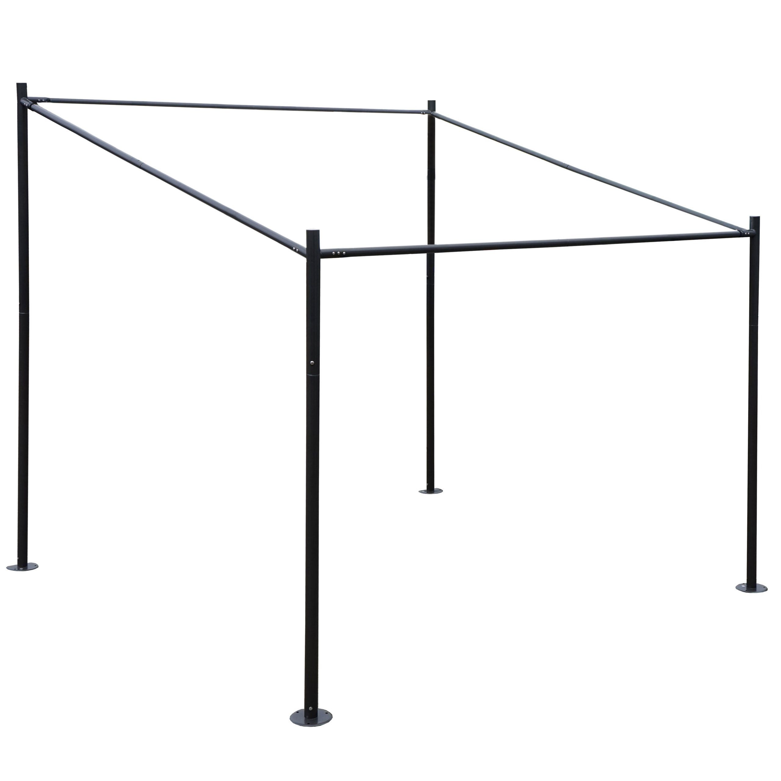 PROREGAL® Pergola Gestell 284x310x295cm Anbau Garten Pavillon Stahl-Gestell Schwarz, BxTxH: 310x295x284 cm