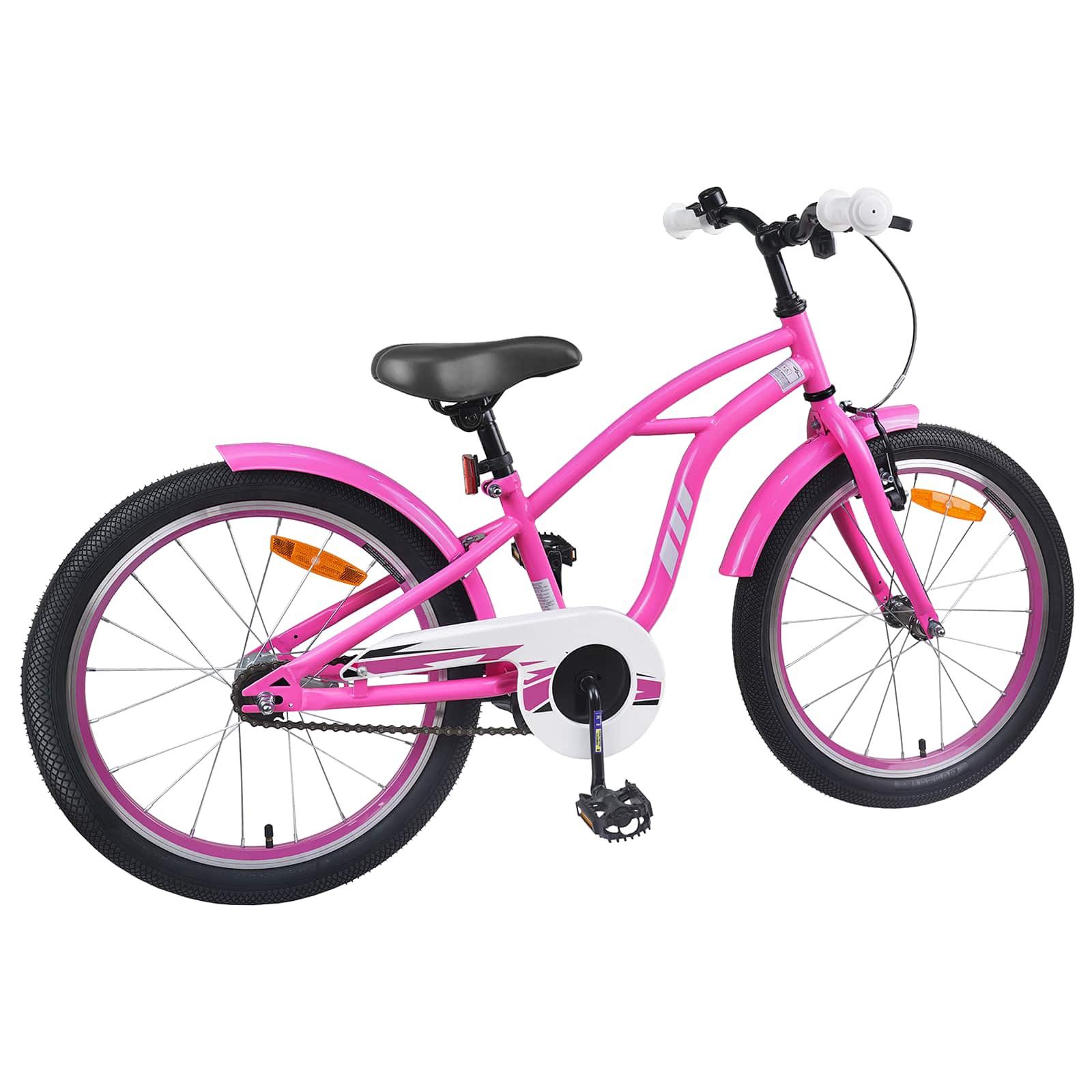 vidaXL Kinderfahrrad 137 x 54 x 79 cm Kinderfahrrad 20 Zoll für 6-11 Jahre alt Dunkelrosa