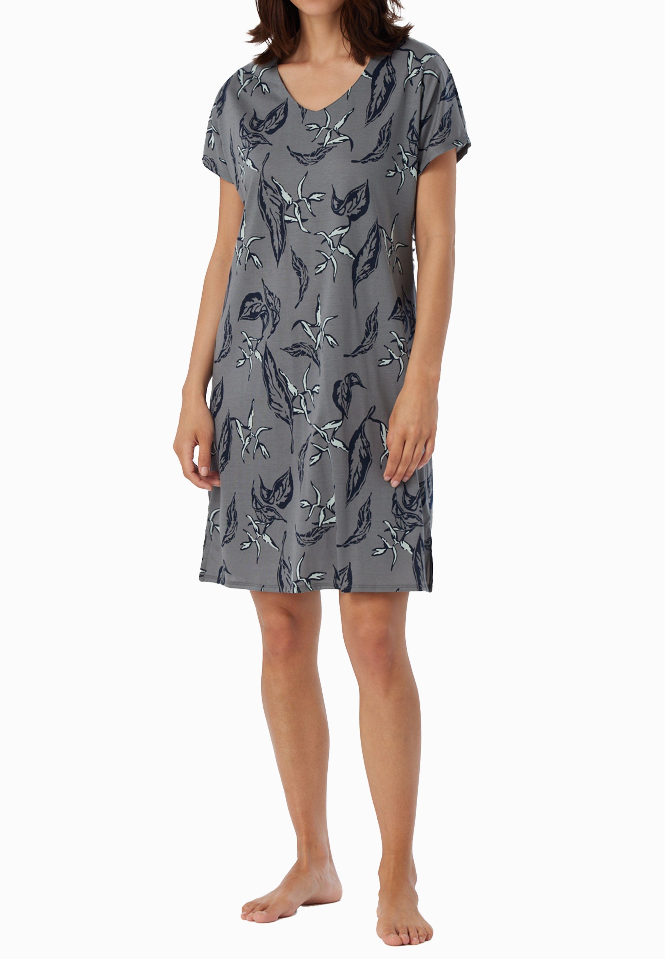 Schiesser Nachthemd Contemporary Nightwear Nachthemd Kurzarm-Sleepshirt (1-tlg) Damen Grau für 