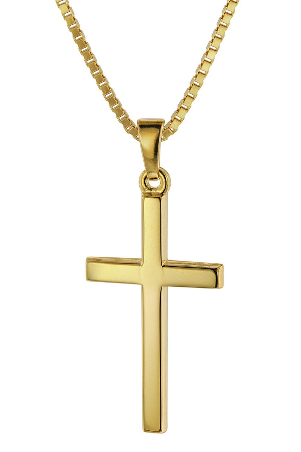 trendor Kette mit Anhänger Kreuz 26 mm Gelbgold 333 / 8 Karat mit vergoldeter