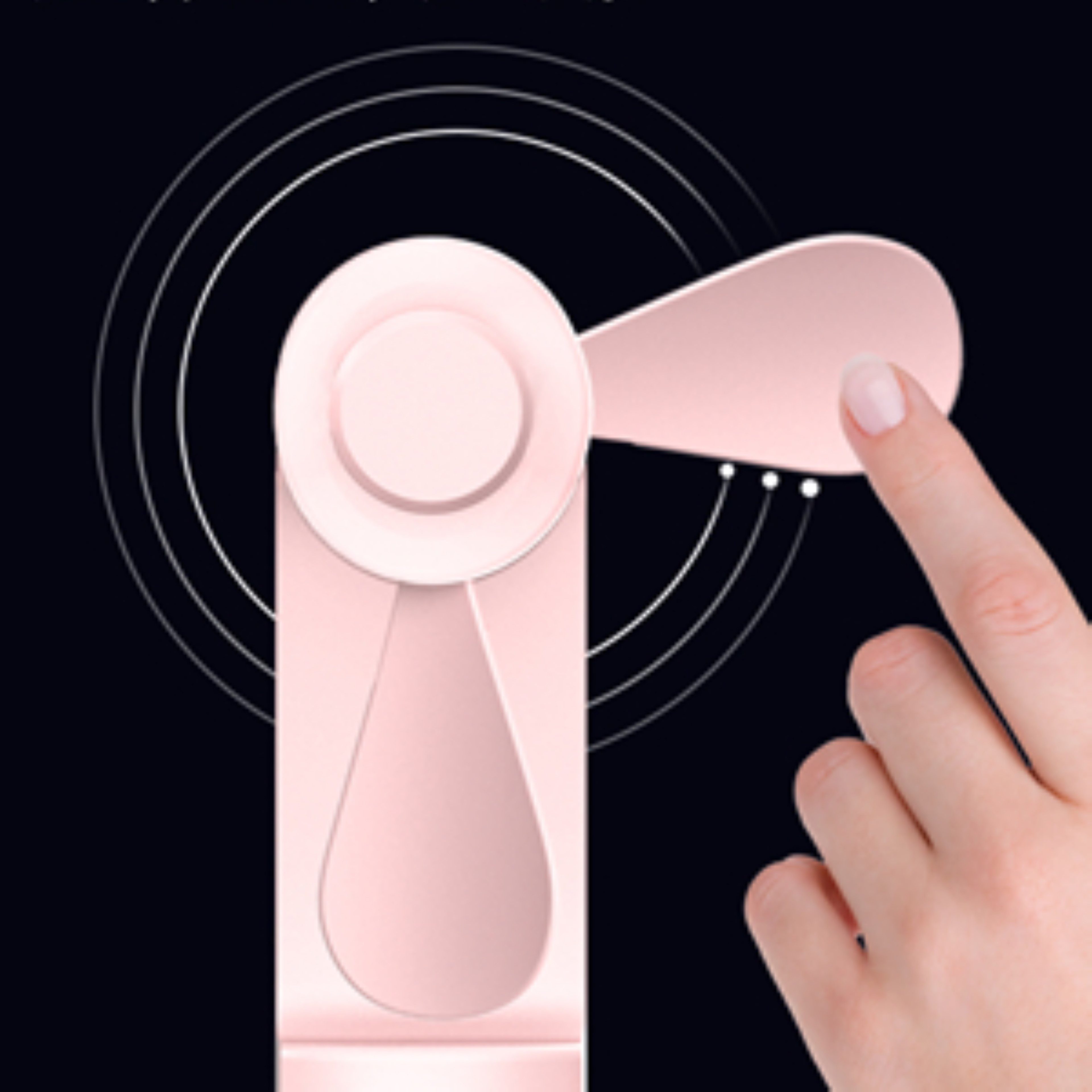 LA CUTE Handventilator Tragbarer Mini Handventilator faltbar USB-C Akku leise Pink, Faltbar, Powerbank-Funktion, 3 Stufen, leise, tragbar – Bild 4 von 5
