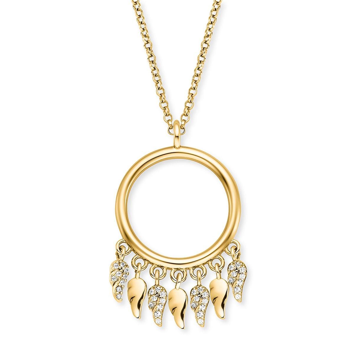 Kette mit Anhänger Engelsrufer Kette Silber ERN-FLYWING-ZI-G Gold plattiert mit Zirkonia