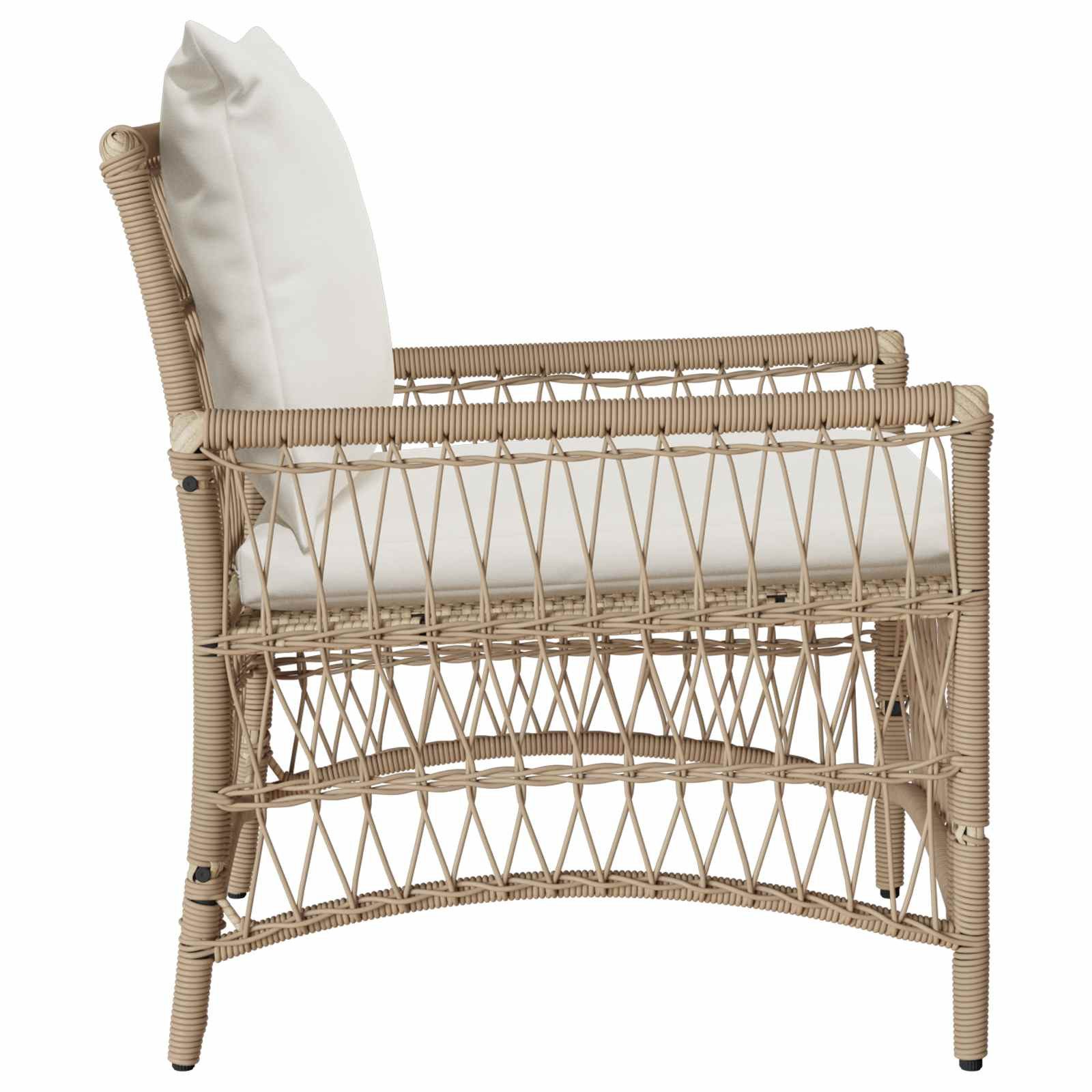 vidaXL Gartenstuhl Gartenstuhl mit Kissen Beige 73 x 61 x 77 cm Poly-Rattan (1 St)